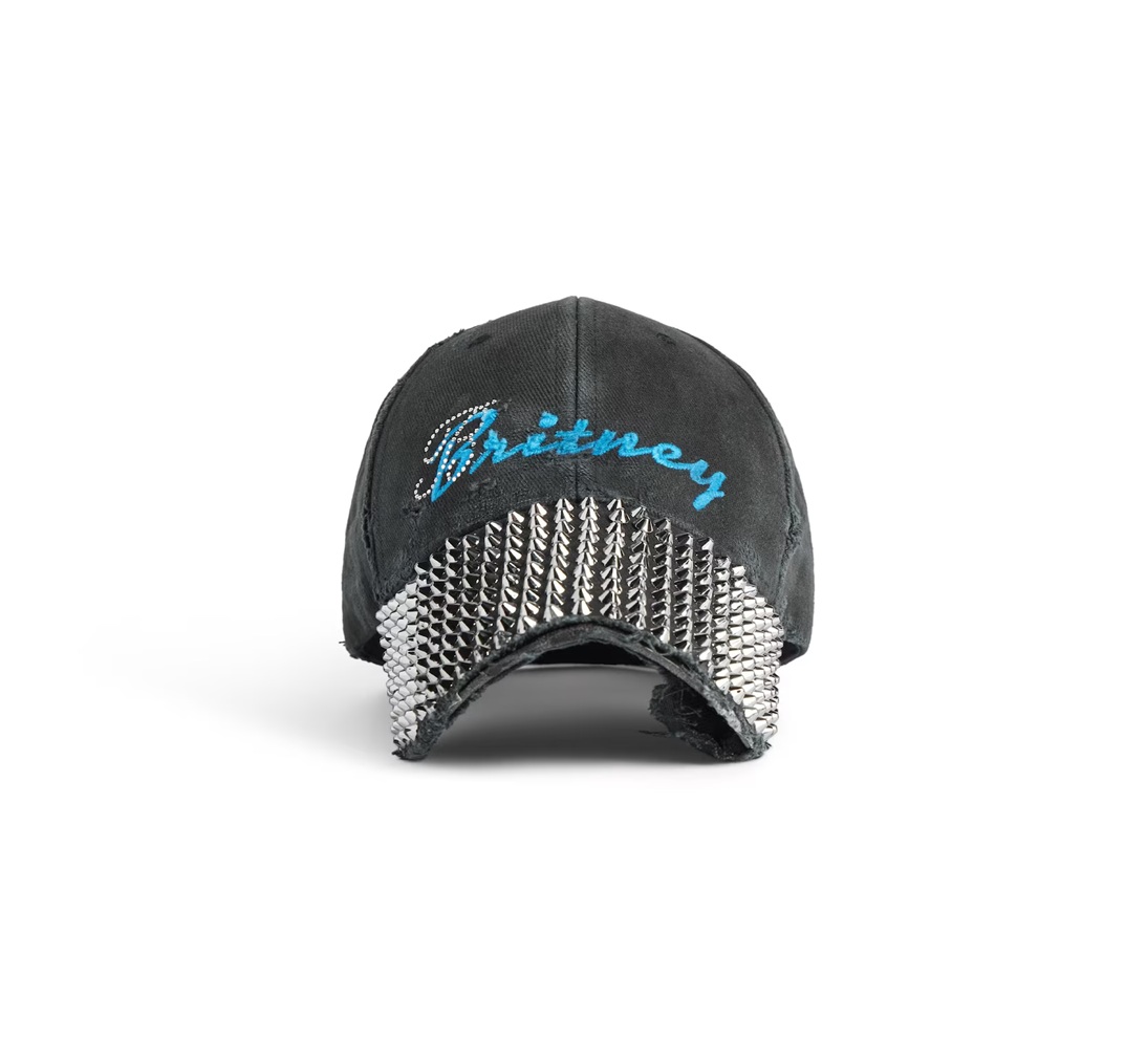 The collection features studded Britney caps 