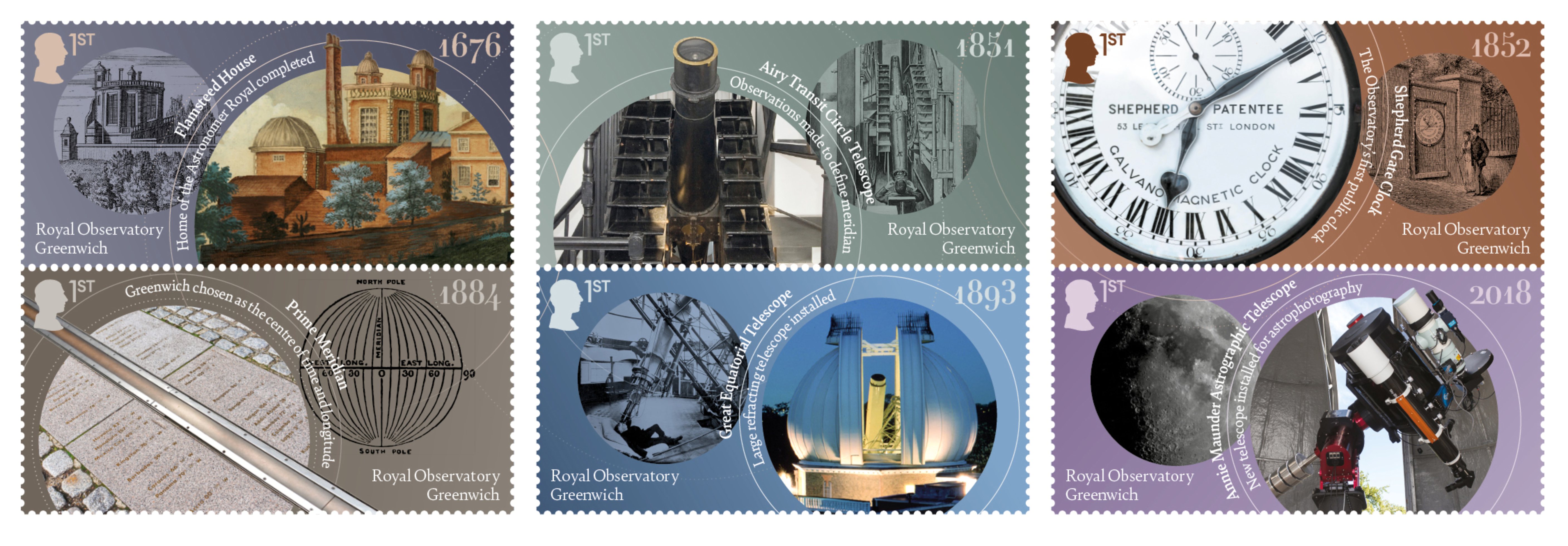 Composite images within a stamp of timepieces
