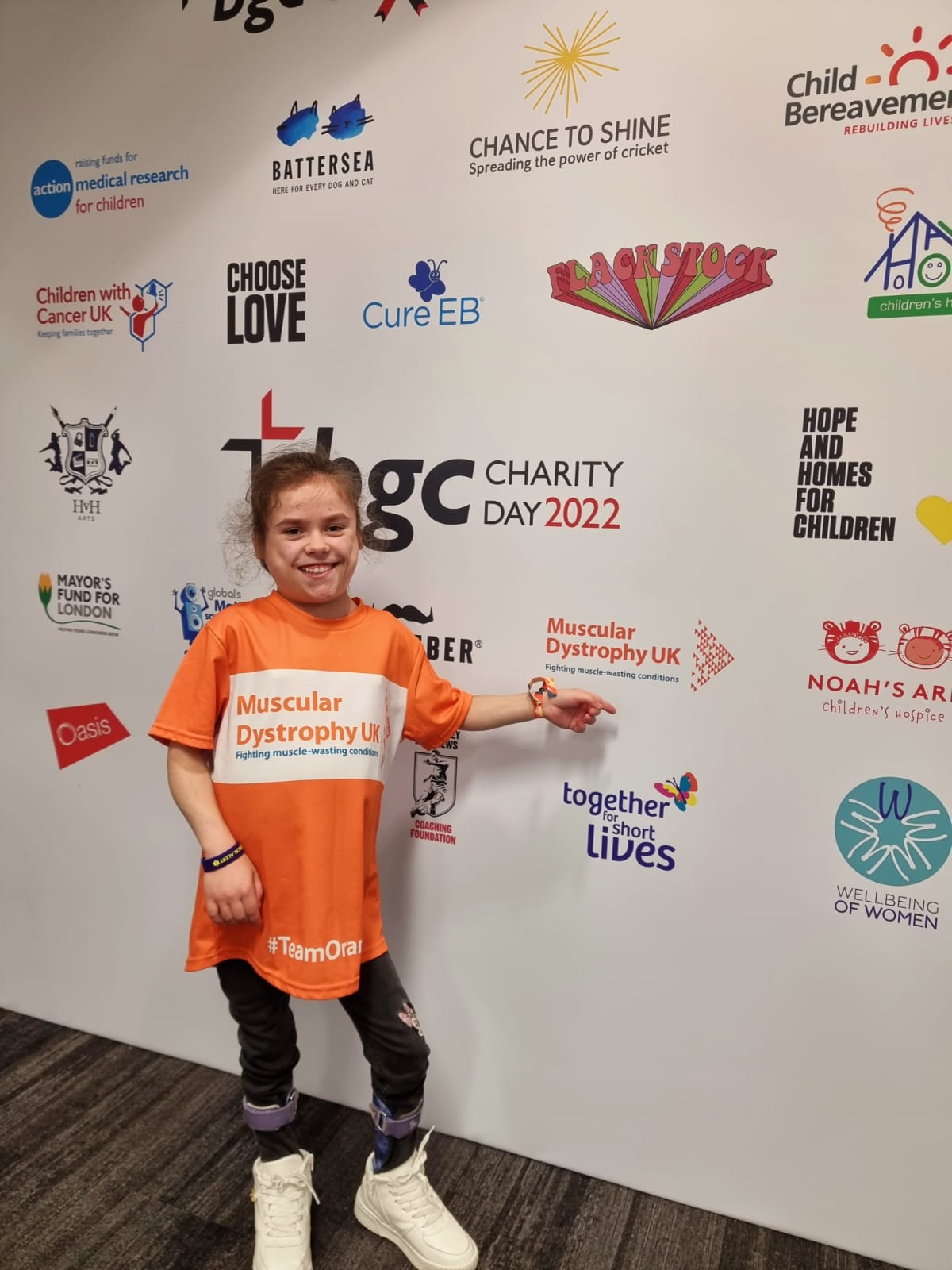 Carmela Chillery-Watson in a Muscular Dystrophy UK shirt