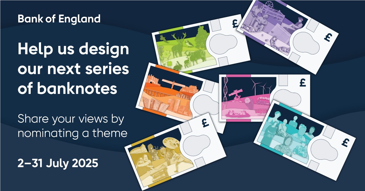 A graphic showing the Bank of England's plea for views on the next banknotes theme