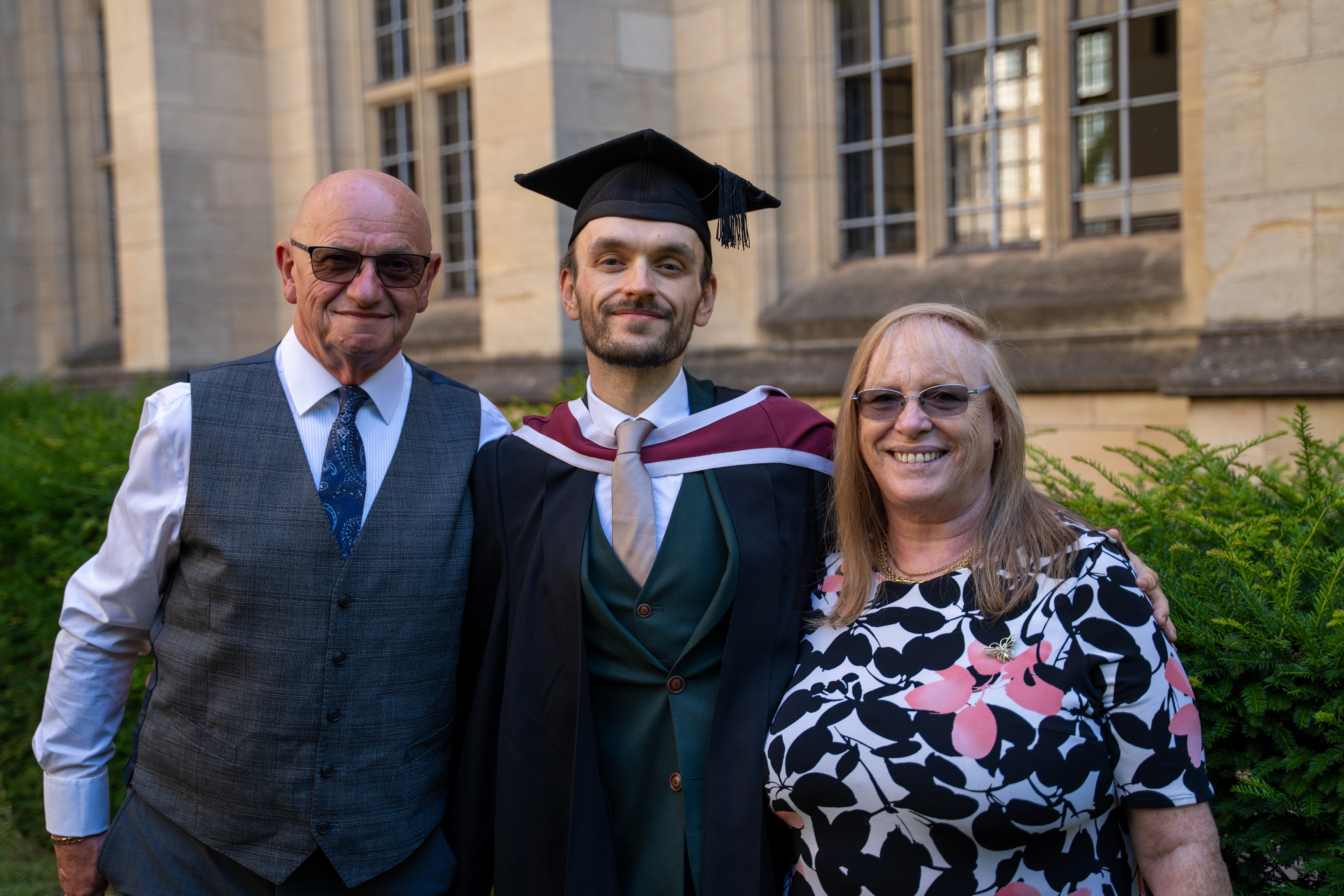 Paul Edwards with his parents Charlie and Denise after graduating from the University of Bristol (Nim Jethwa/University of Bristol/PA