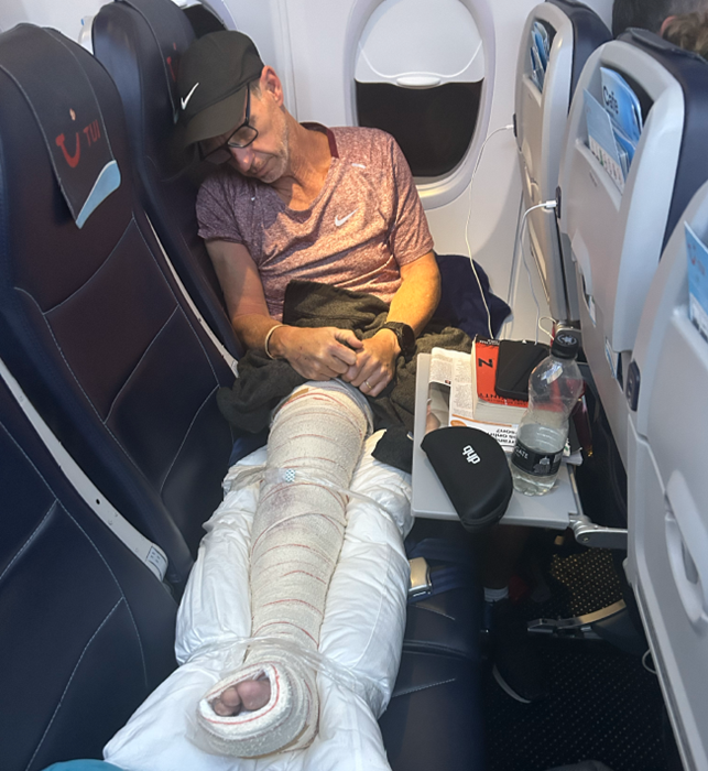 Mr Holliday on his flight back to the UK 
