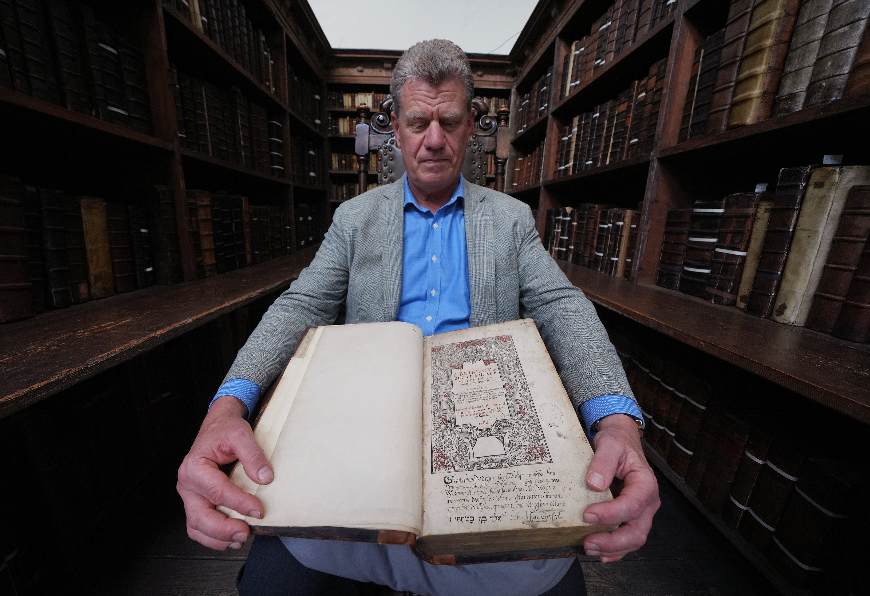 A man holds the Welsh Bible