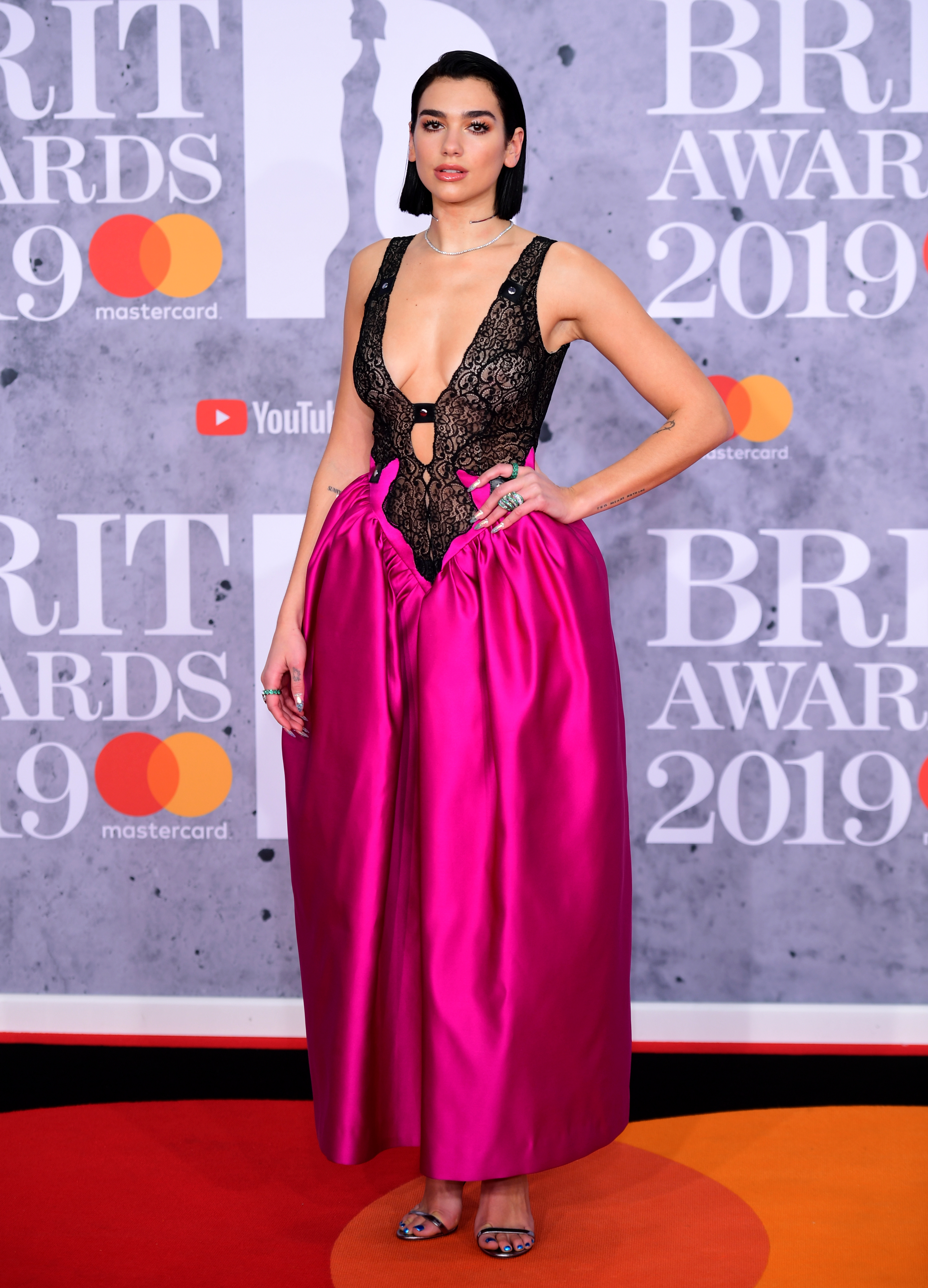 Dua Lipa attending the Brit Awards 2019 at the O2 Arena, London.