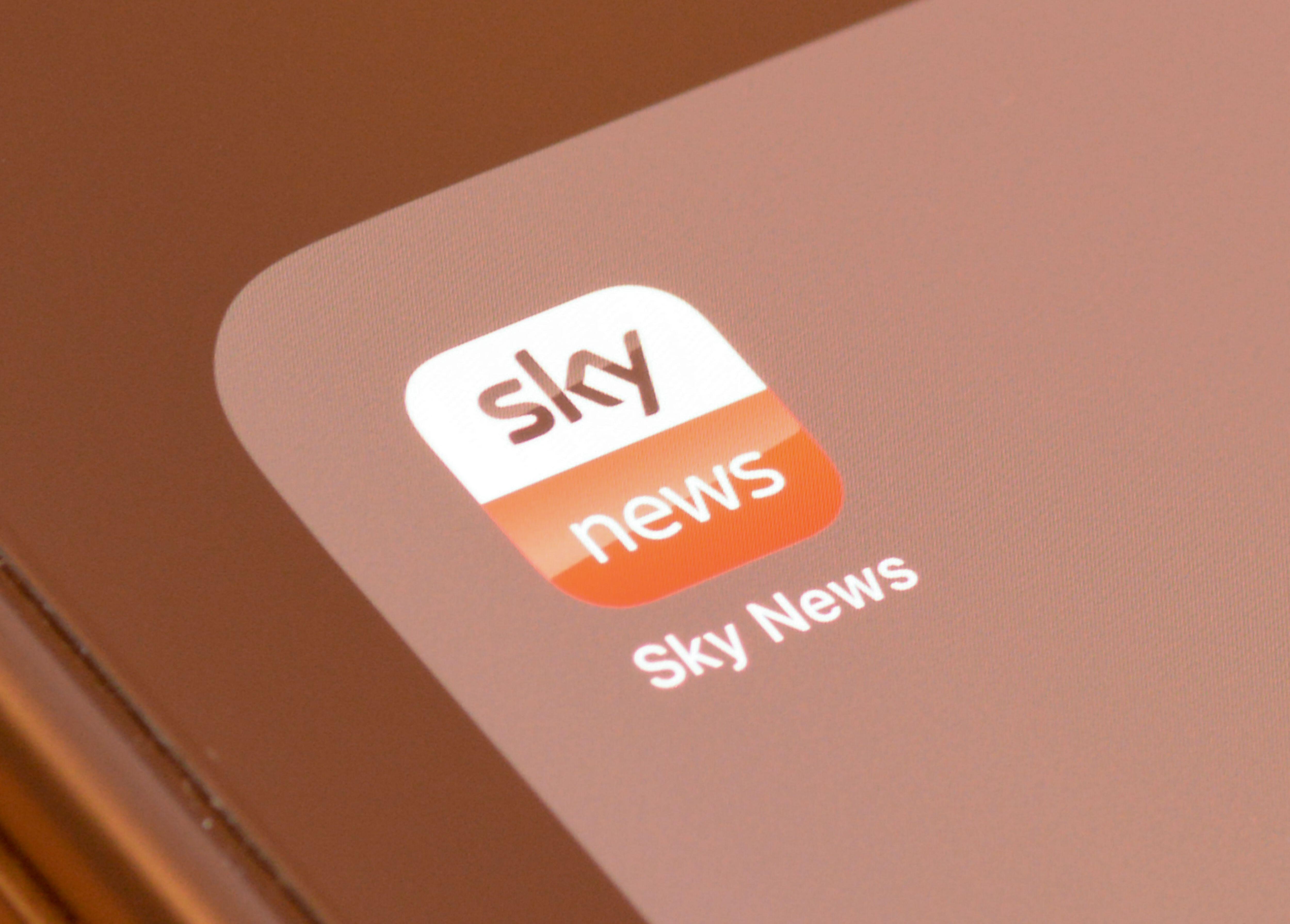 Sky News icon on a smartphone screen