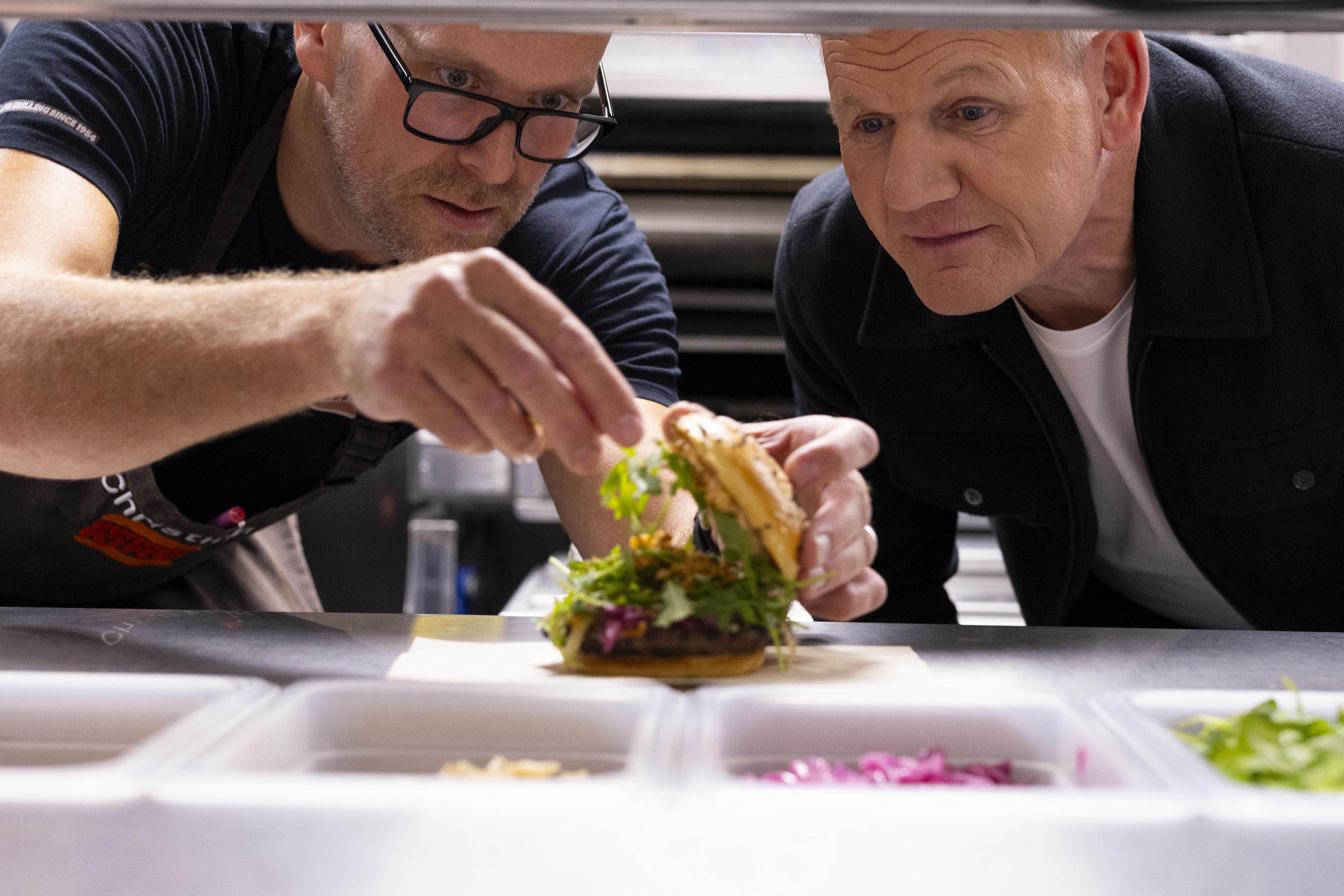 Gordon Ramsay and Christian Binney, Burger King’s food development director 
