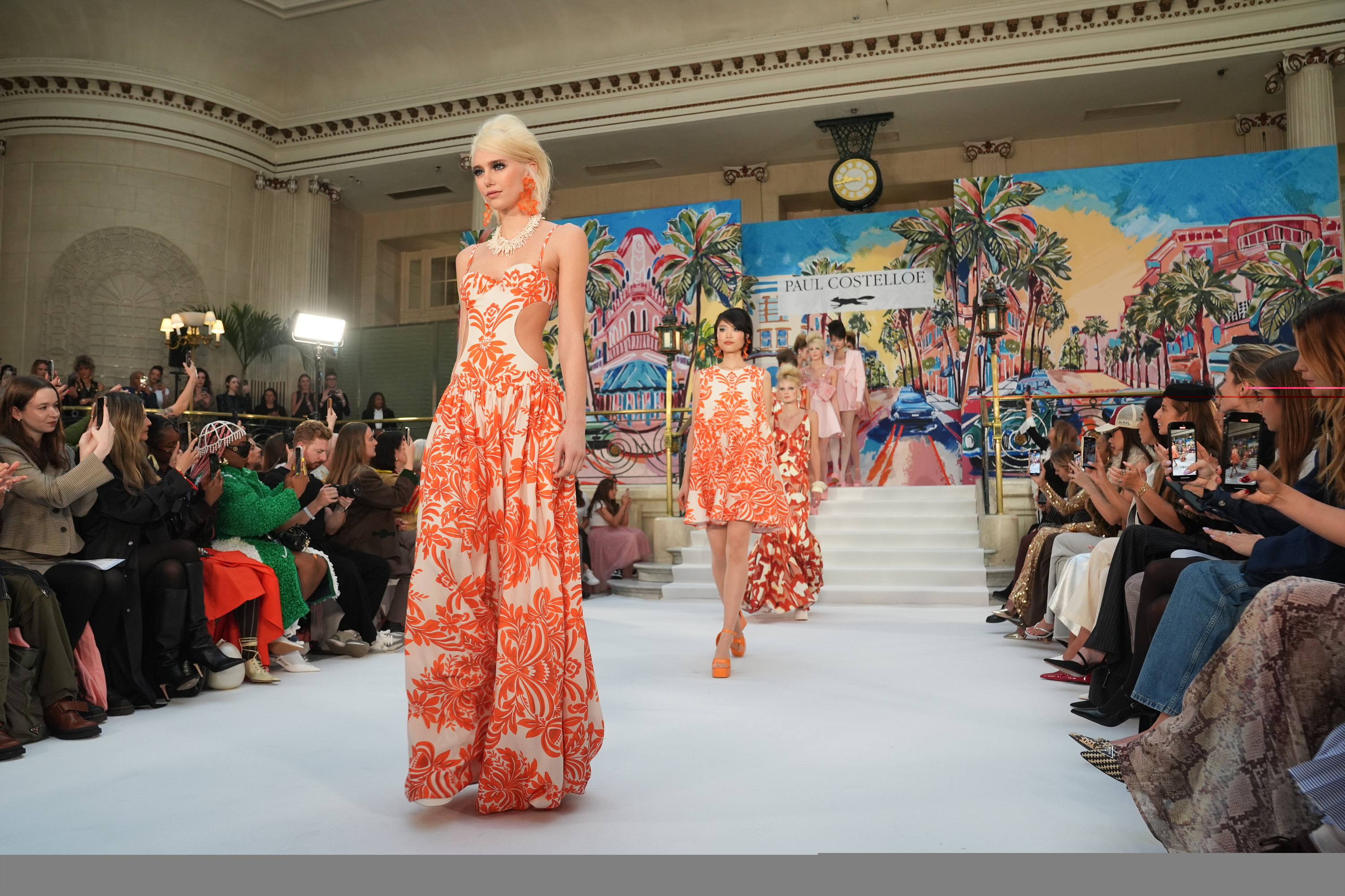 Models on the catwalk at the Paul Costelloe show at the Waldorf Hotel, London, during London Fashion Week. Picture date: Friday September 19, 2025.