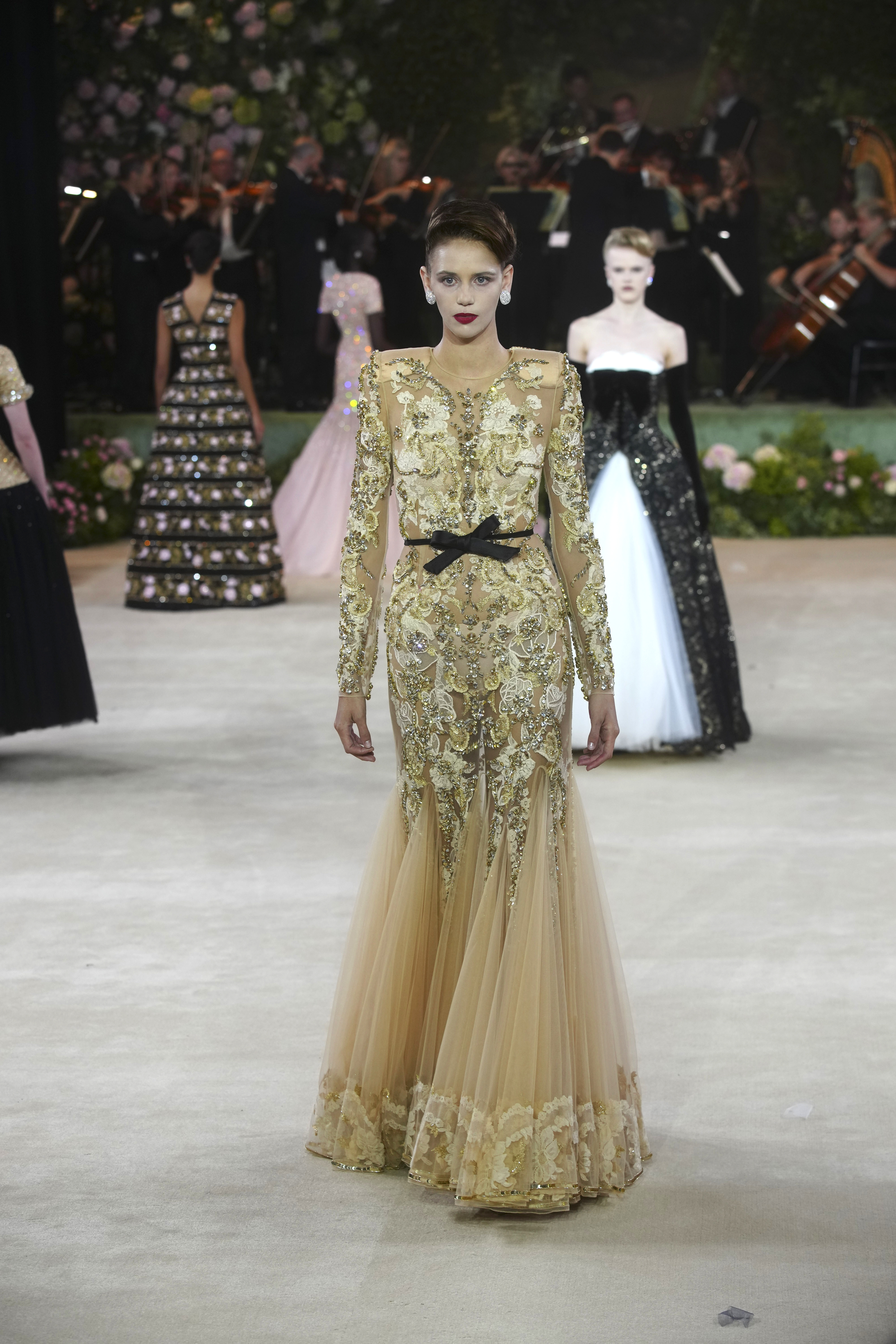 Models on the catwalk at the Richard Quinn show at Smith Square Hall, London, during London Fashion Week. Picture date: Saturday September 20, 2025.