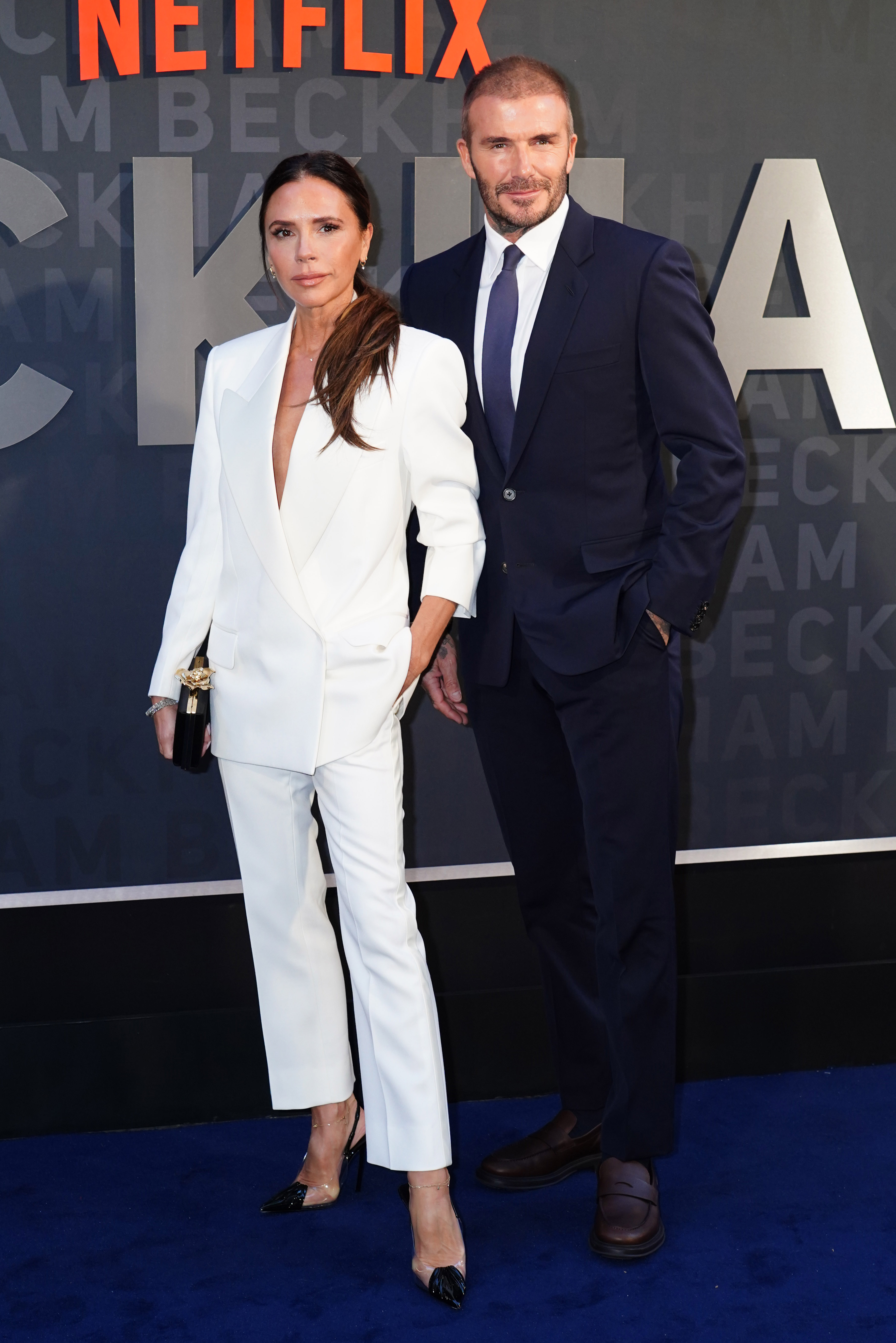 Victoria and David Beckham arrive for the premiere of Netflix's documentary series Beckham at the Curzon Mayfair in London. Picture date: Tuesday October 3, 2023.