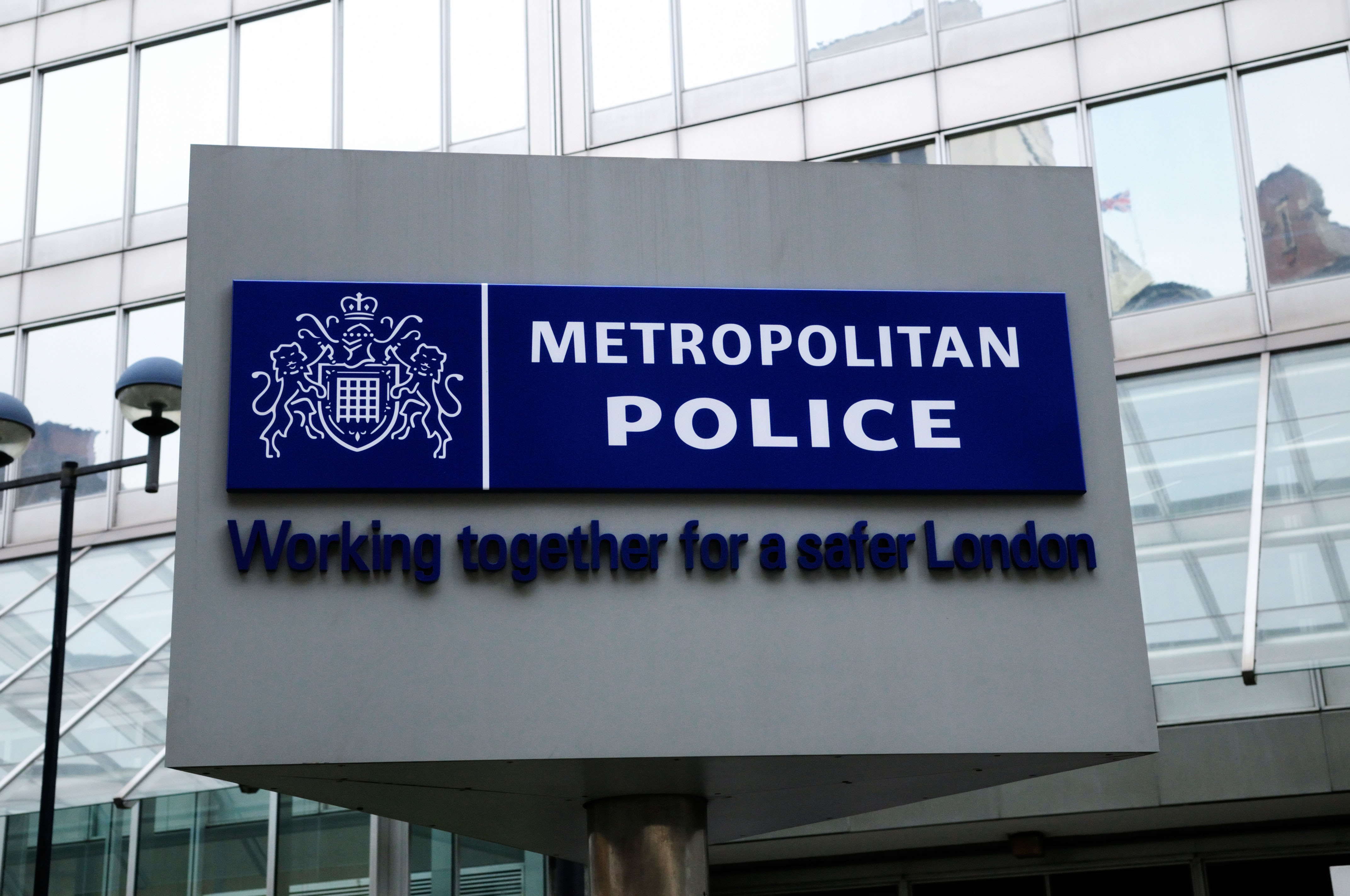 Metropolitan Police sign at Scotland Yard