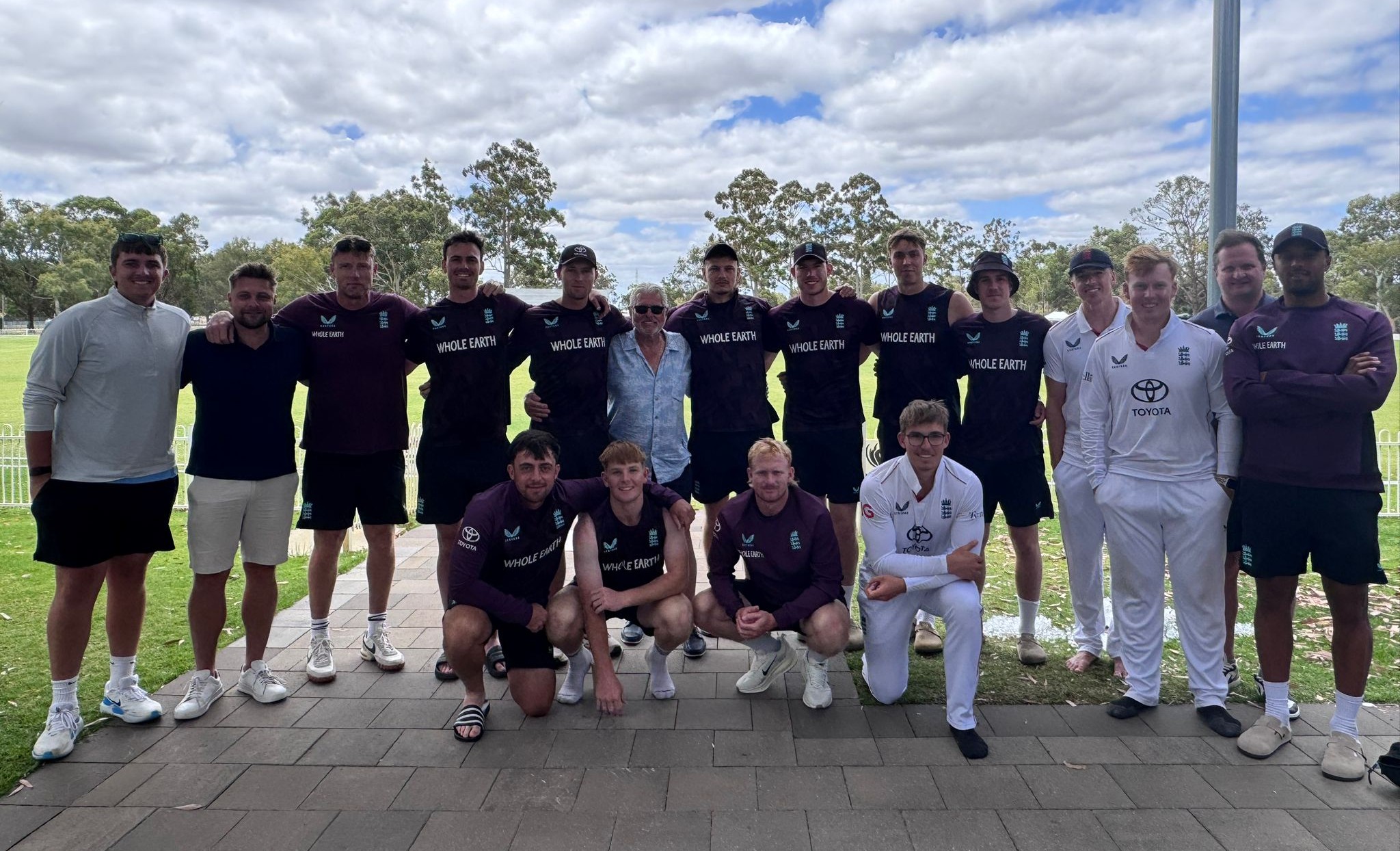 Robin Smith, centre, with the England Lions squad