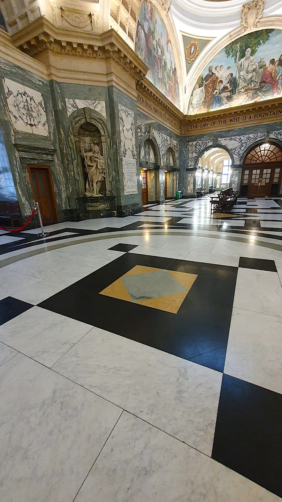 The lobby floor at the Old Bailey, which researchers say features the shape of a rhombic dodecahedron