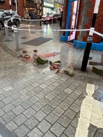 Fallen building capping in Drogheda, Co Louth