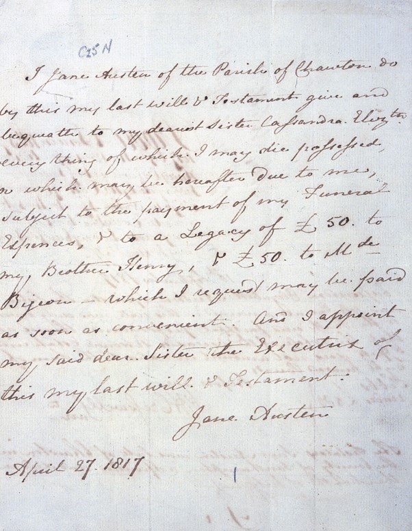Jane Austen's will 