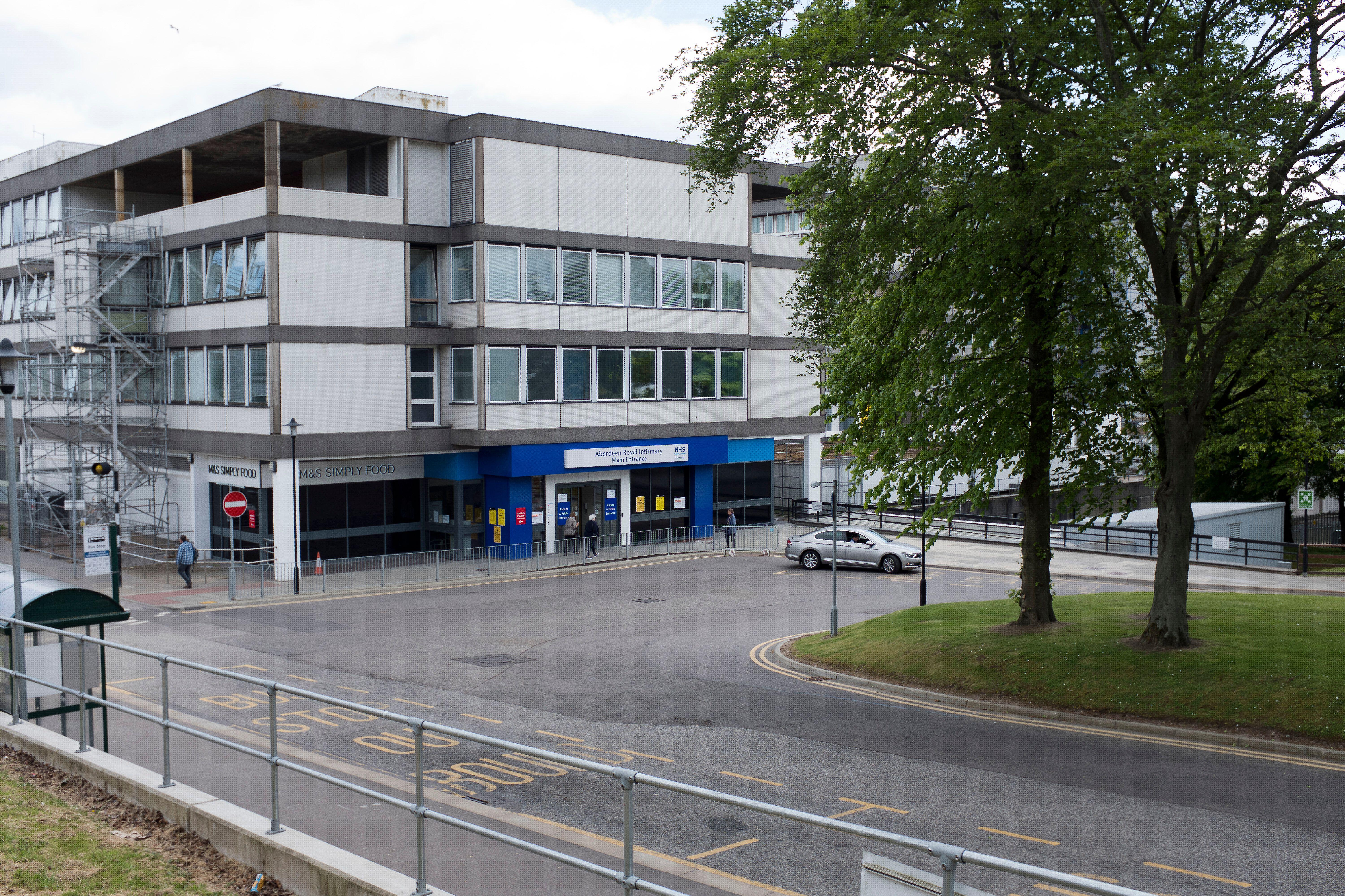 Exterior view of the main entrance to Aberdeen Royal Infirmary