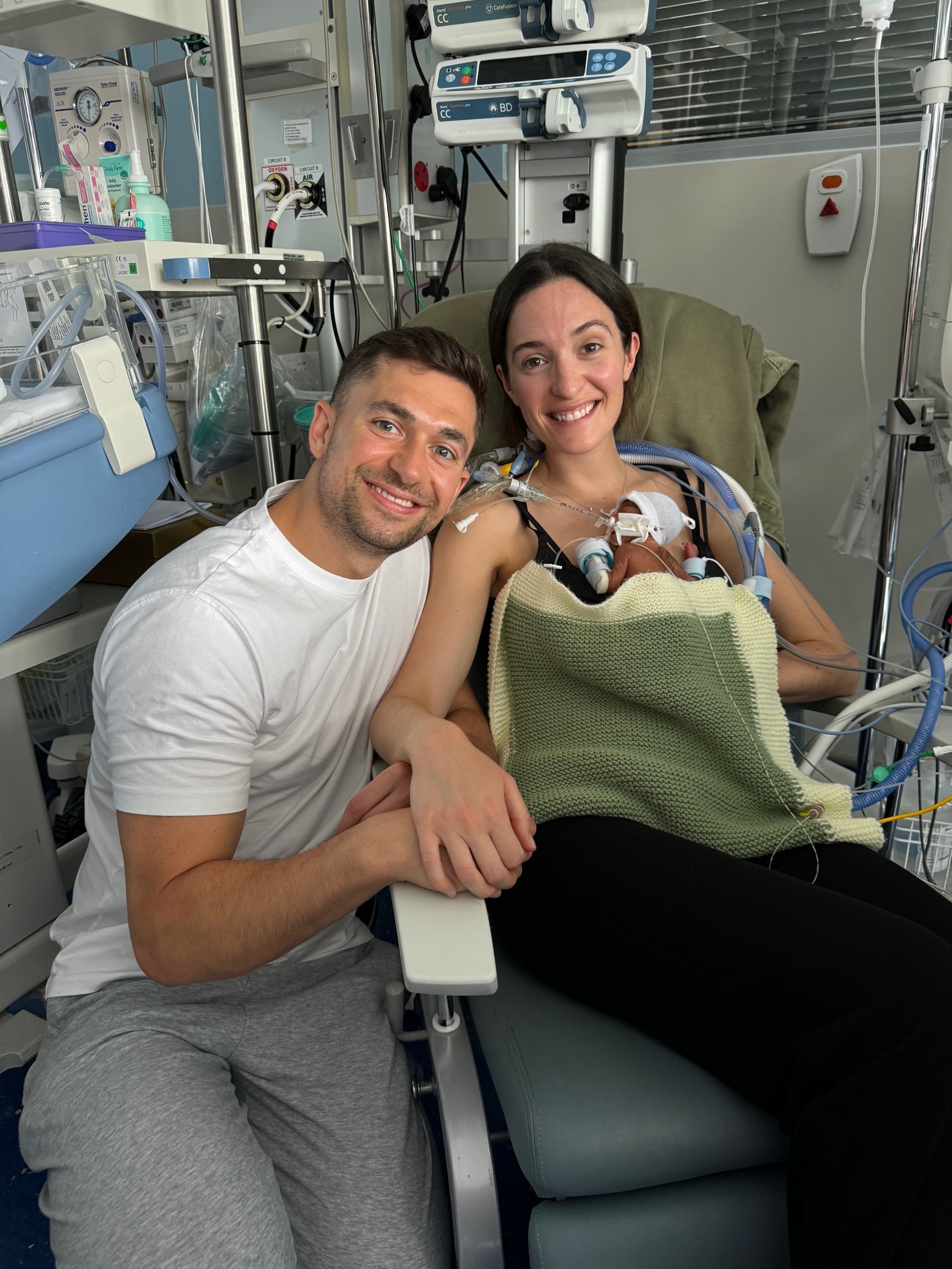 Phoebe and Callum Melly with Bertie soon after he was born