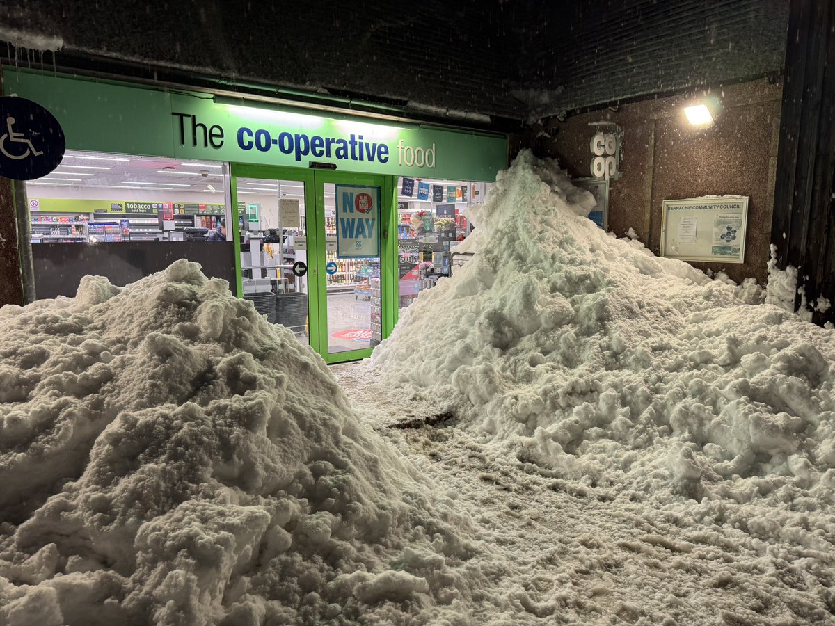 Snow piled up at the Co-Op