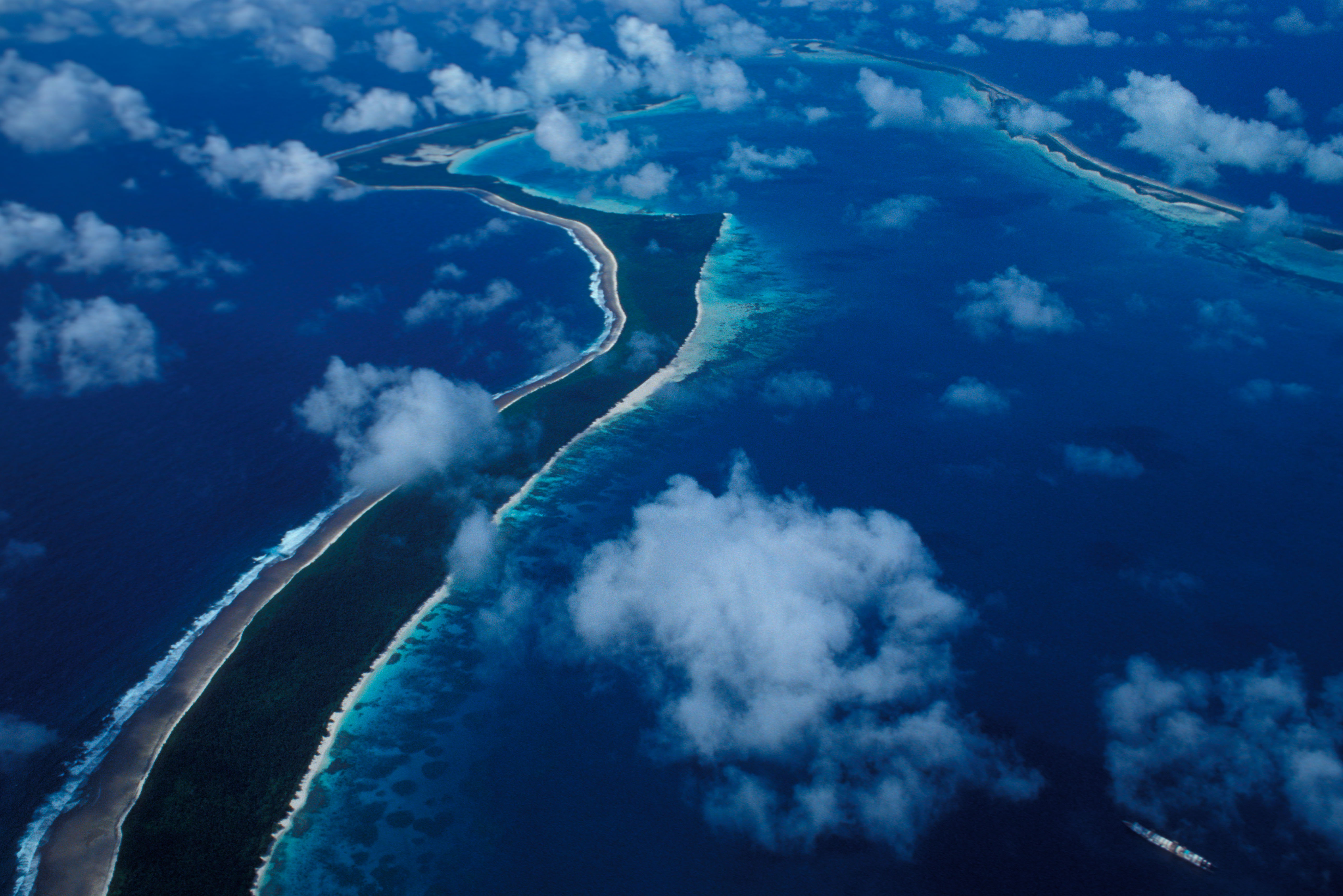 An aerial view of Diego Garcia Islands in the Indian ocean