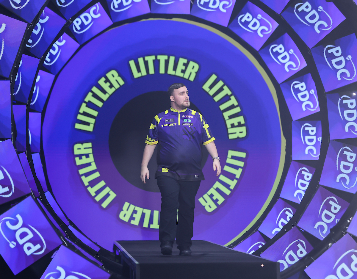 Luke Littler walks on to stage