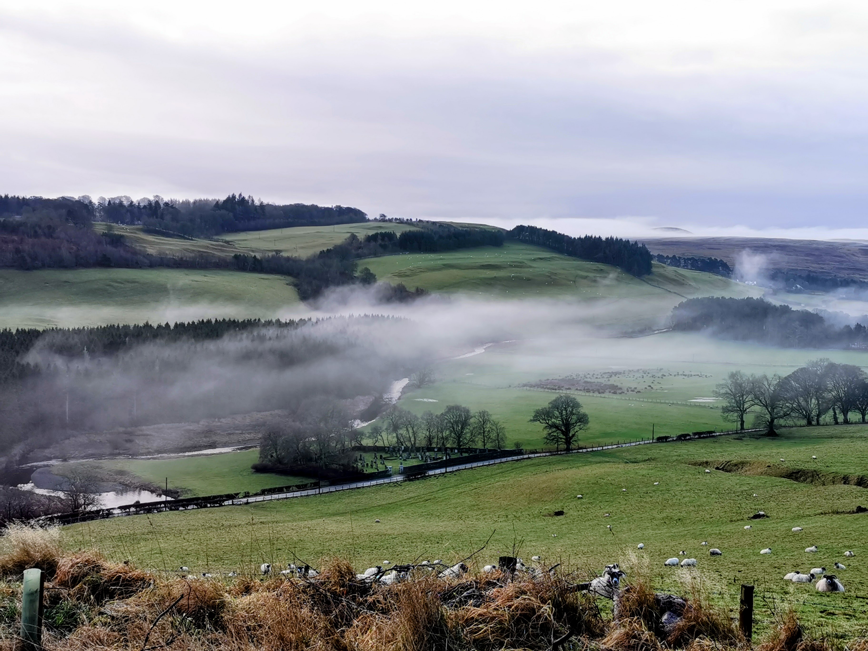 View of Borthwick Valley, with low cloud