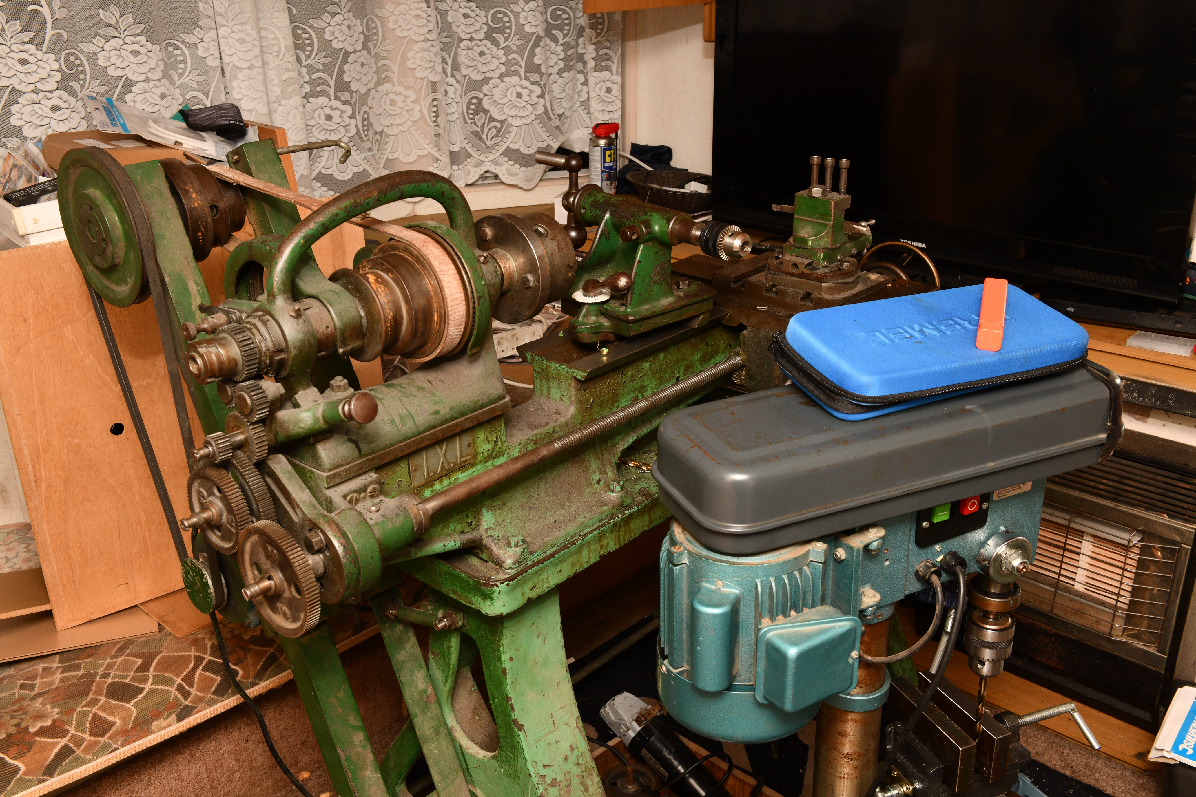 A lathe and drill