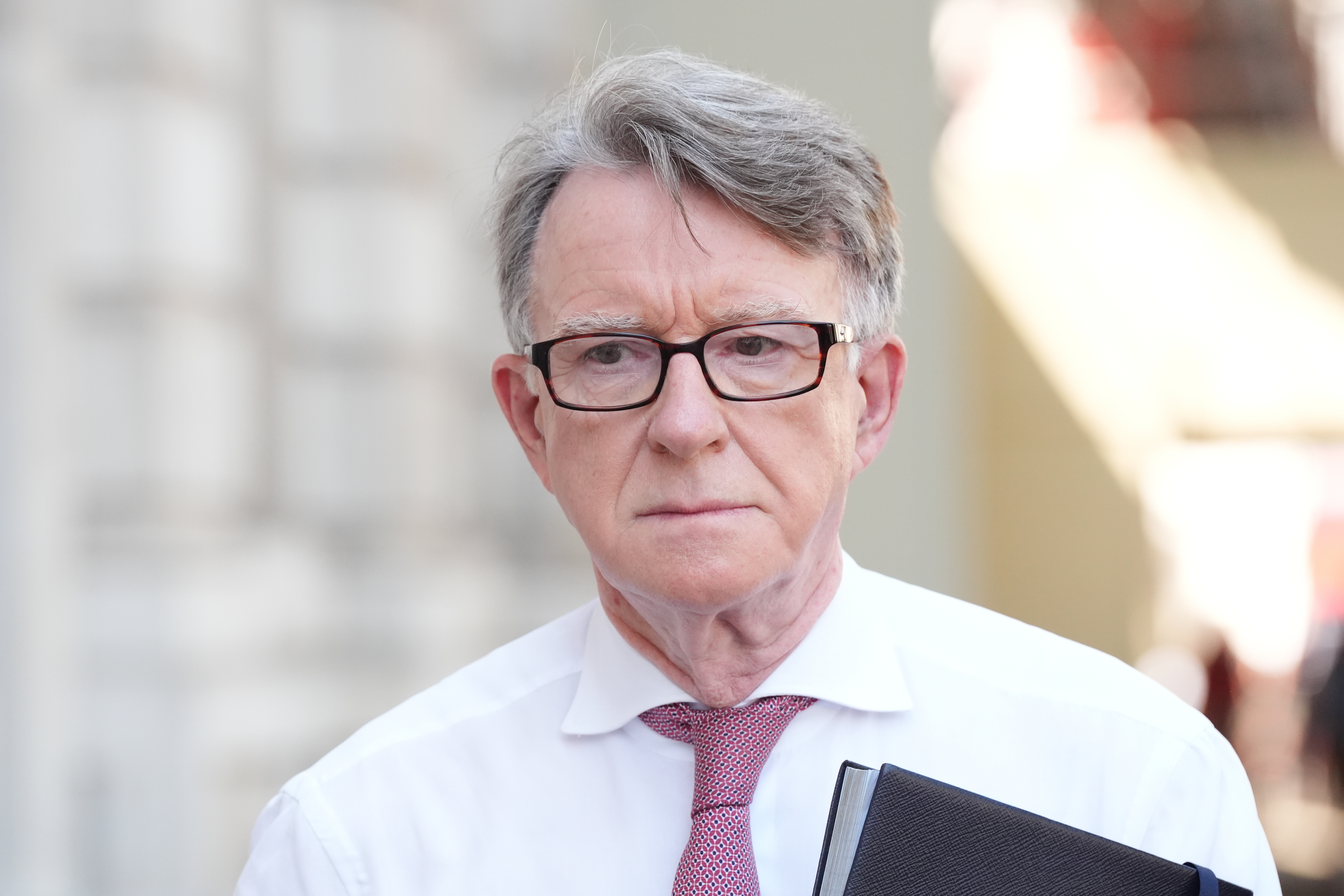 Lord Peter Mandelson looking thoughtful