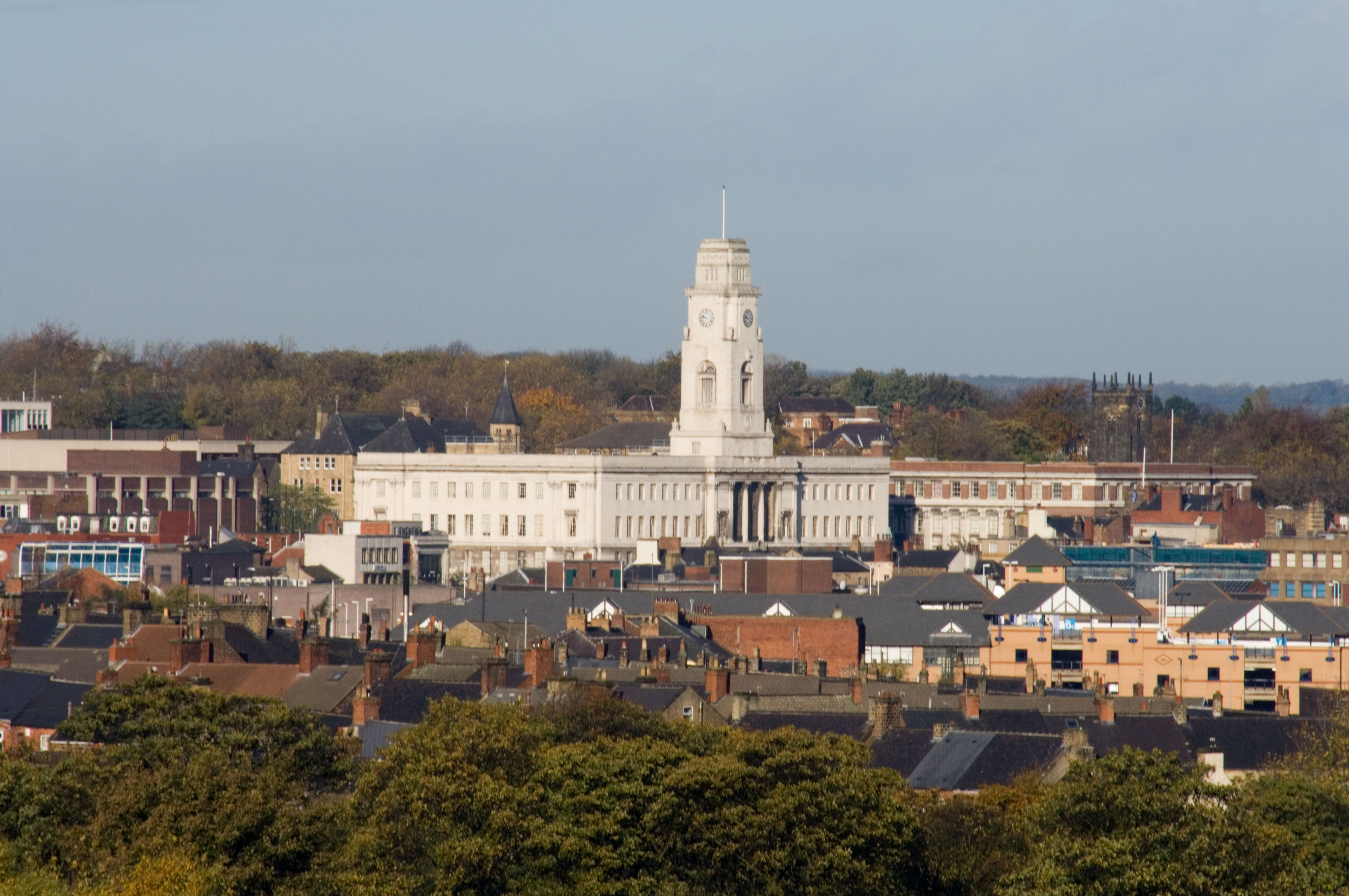 Barnsley Town Hall and surrounding buildings
