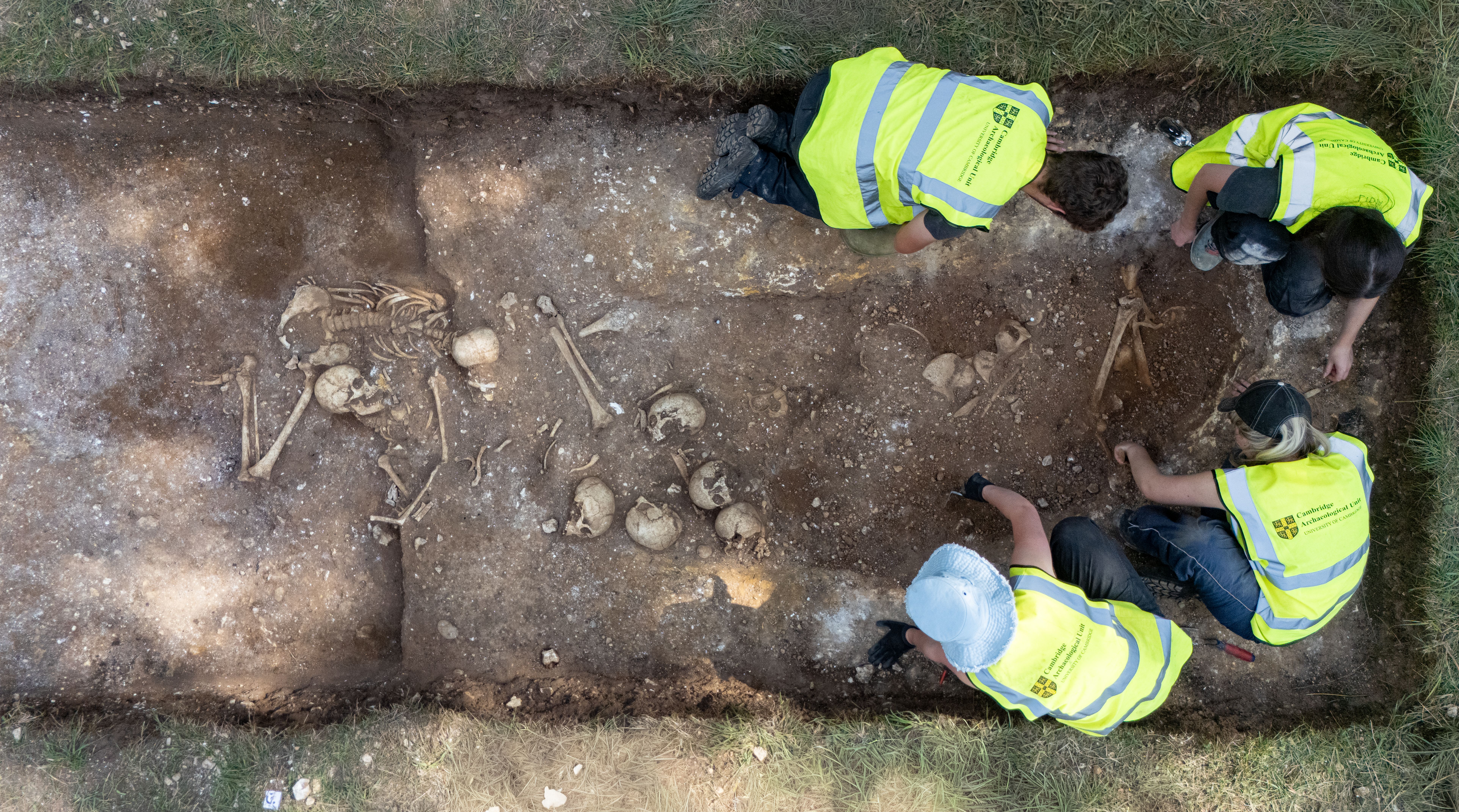 Students work on uncovering the remains. (Cambridge Archaeological Unit/David Matzliach/ PA)