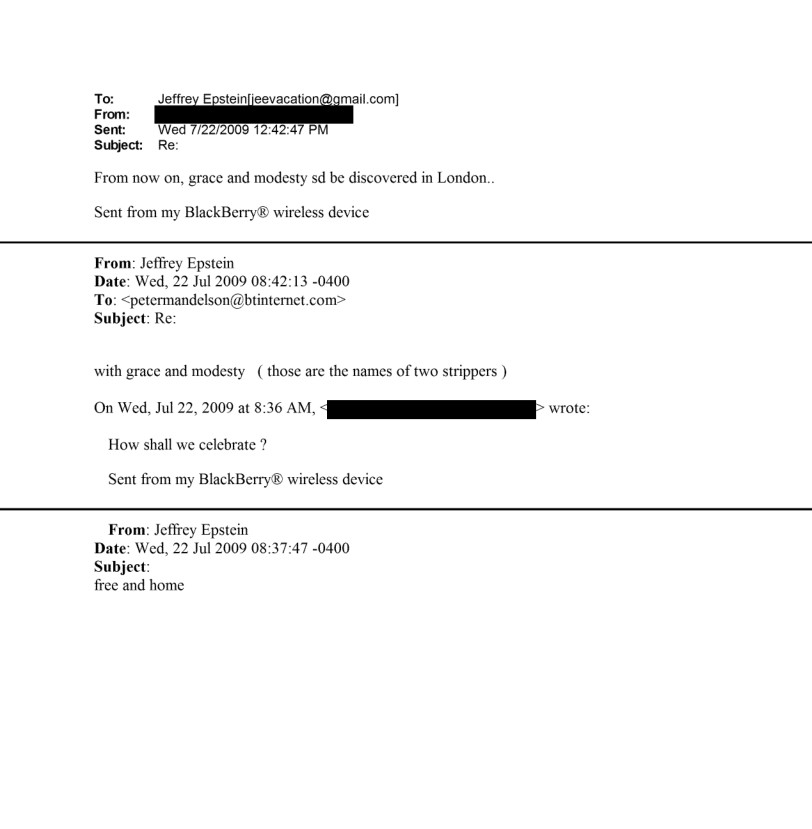Email screengrab from the Epstein files