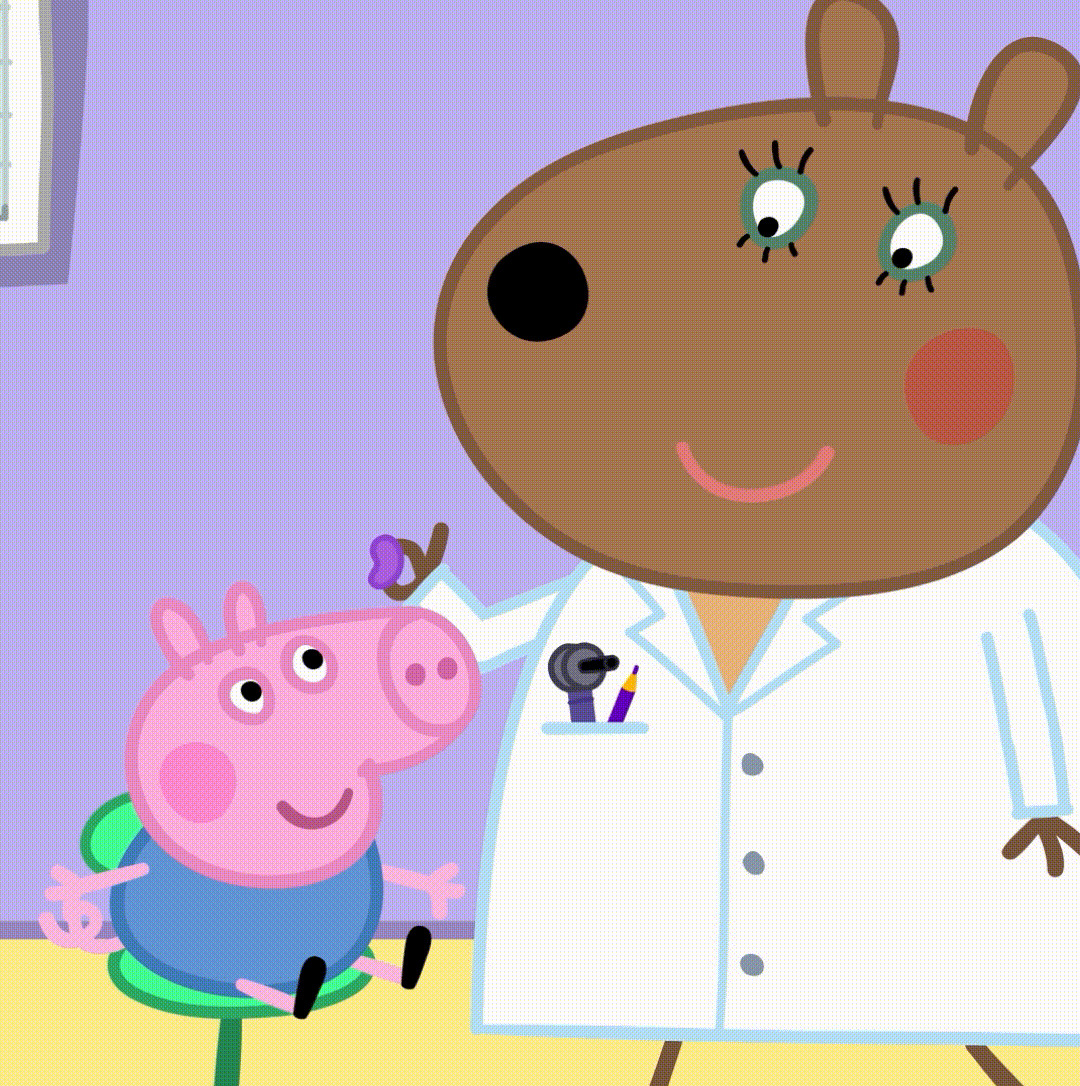 George Pig at the audiologist