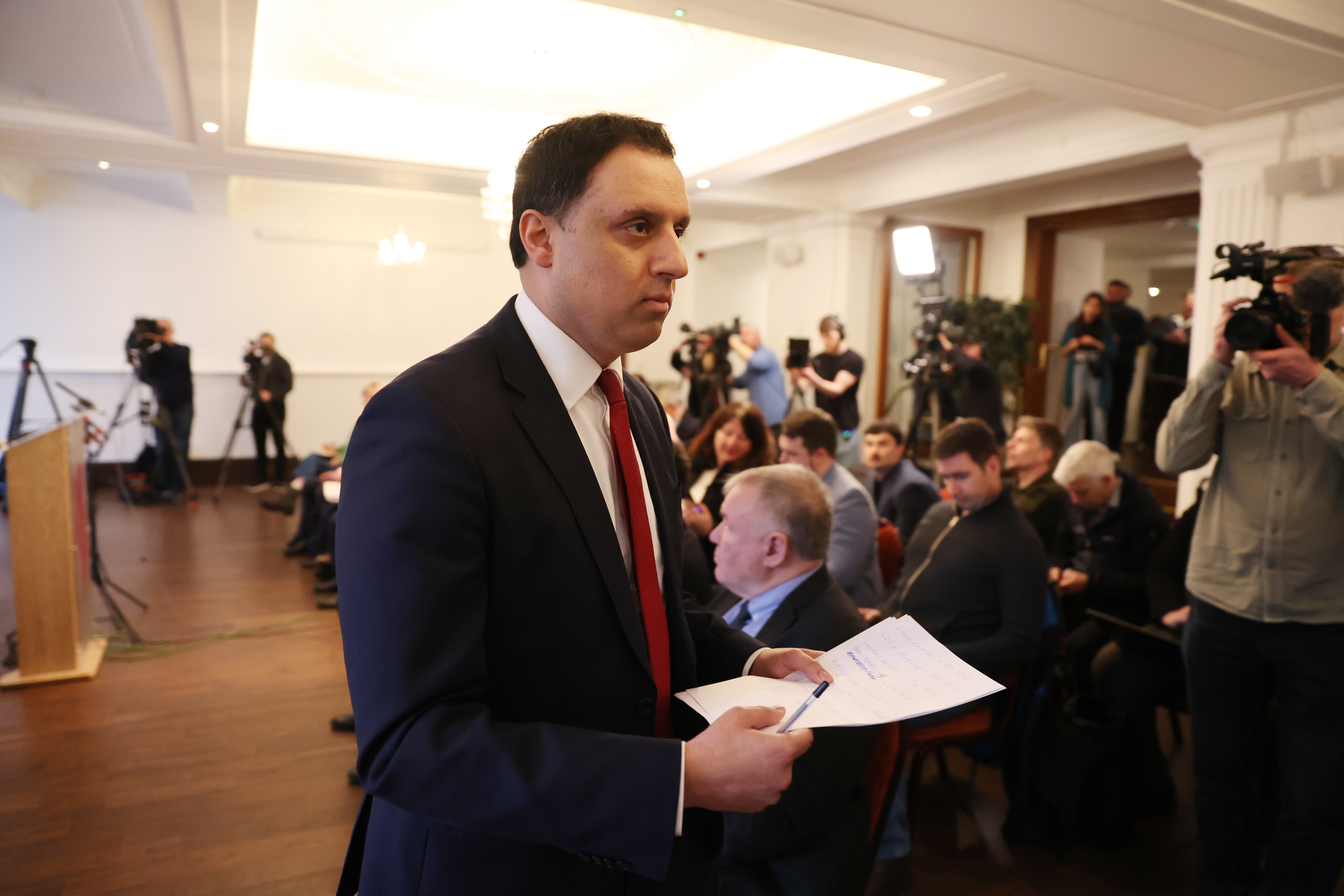 Anas Sarwar at a press conference