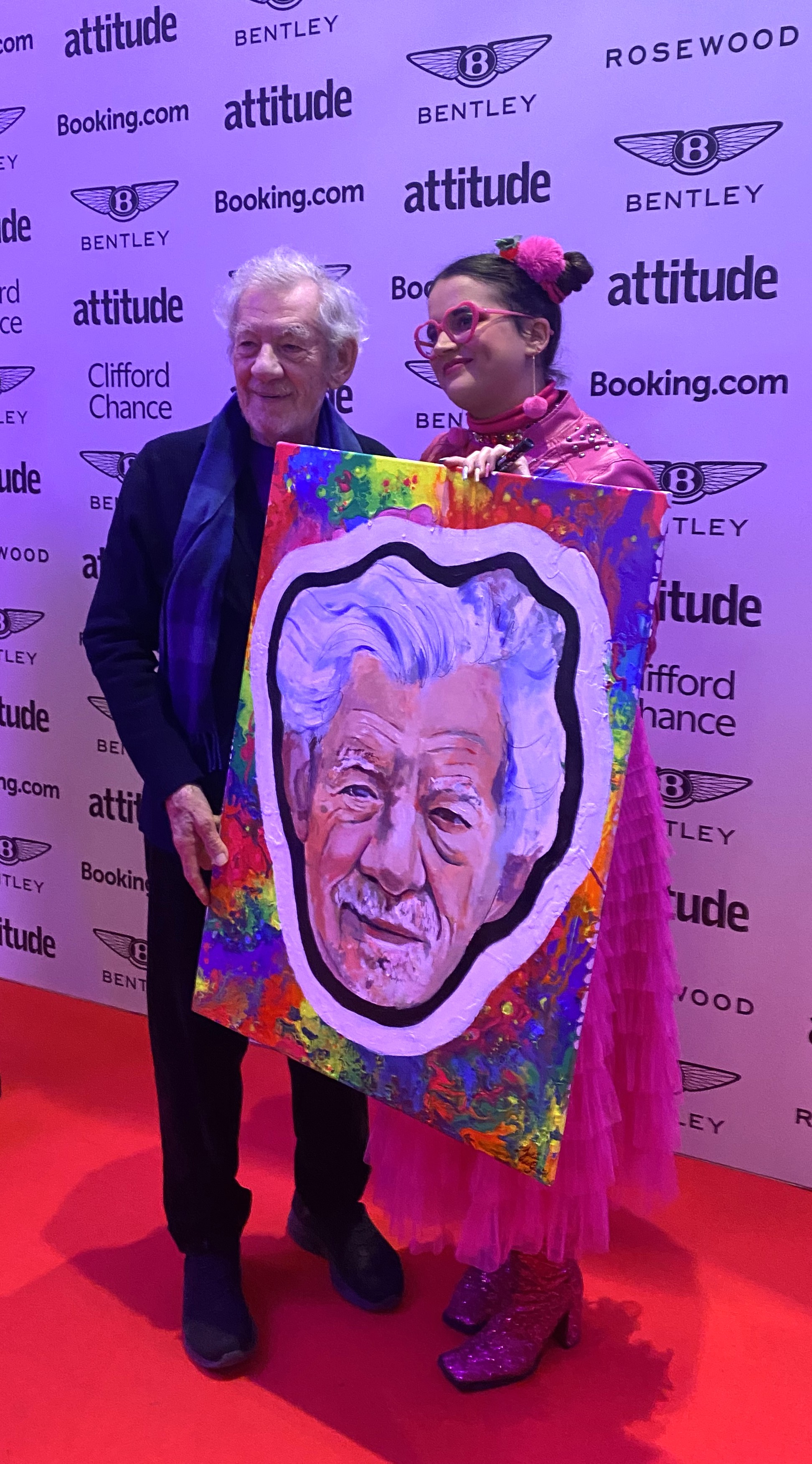 Sir Ian McKellen and Spanish artist Julia de Gabriel at the Attitude 101 launch event in central London