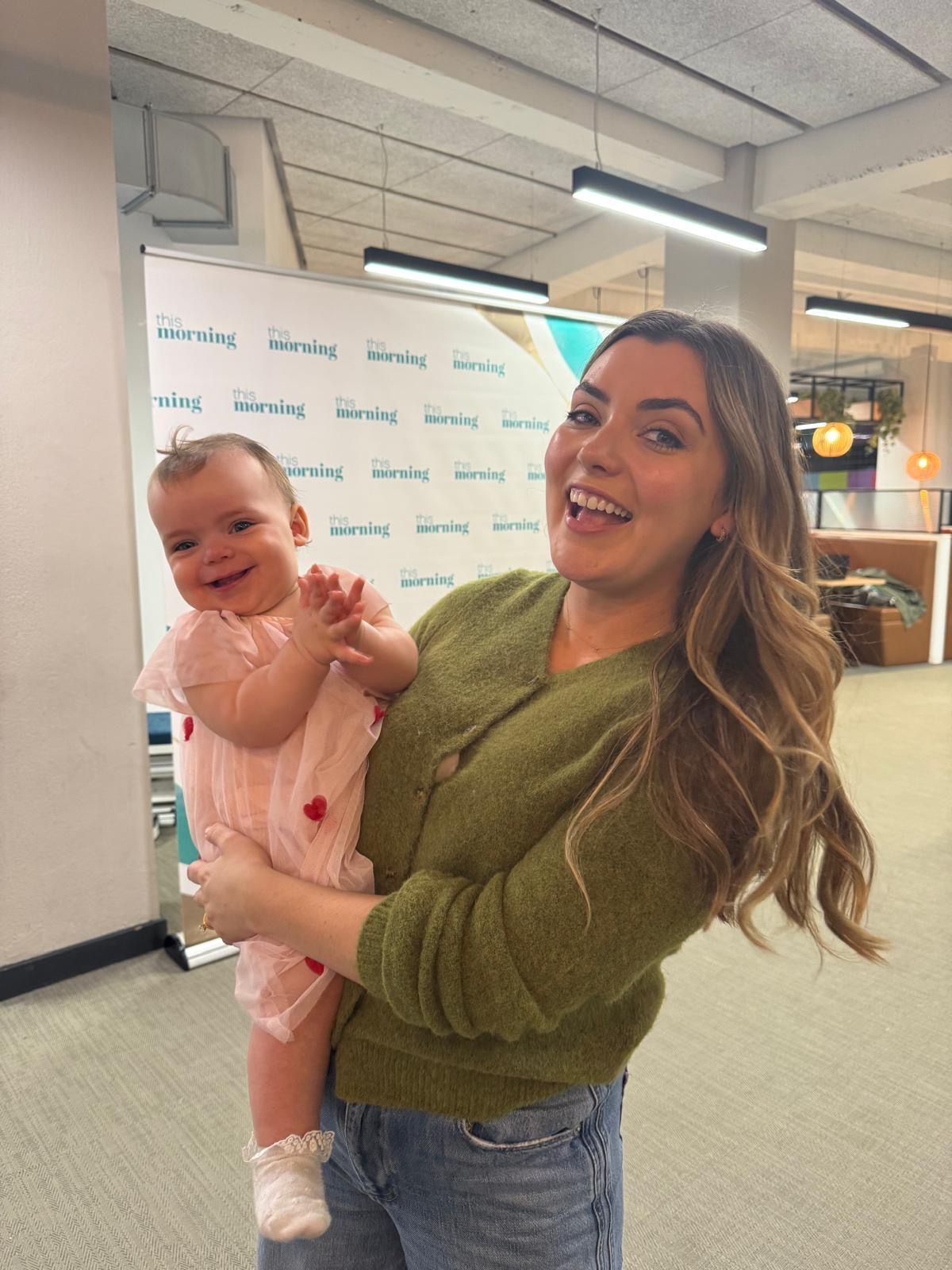 Rosie Kelly Smith and her daughter Billie at the This Morning studios (Rosie Kelly Smith/PA)