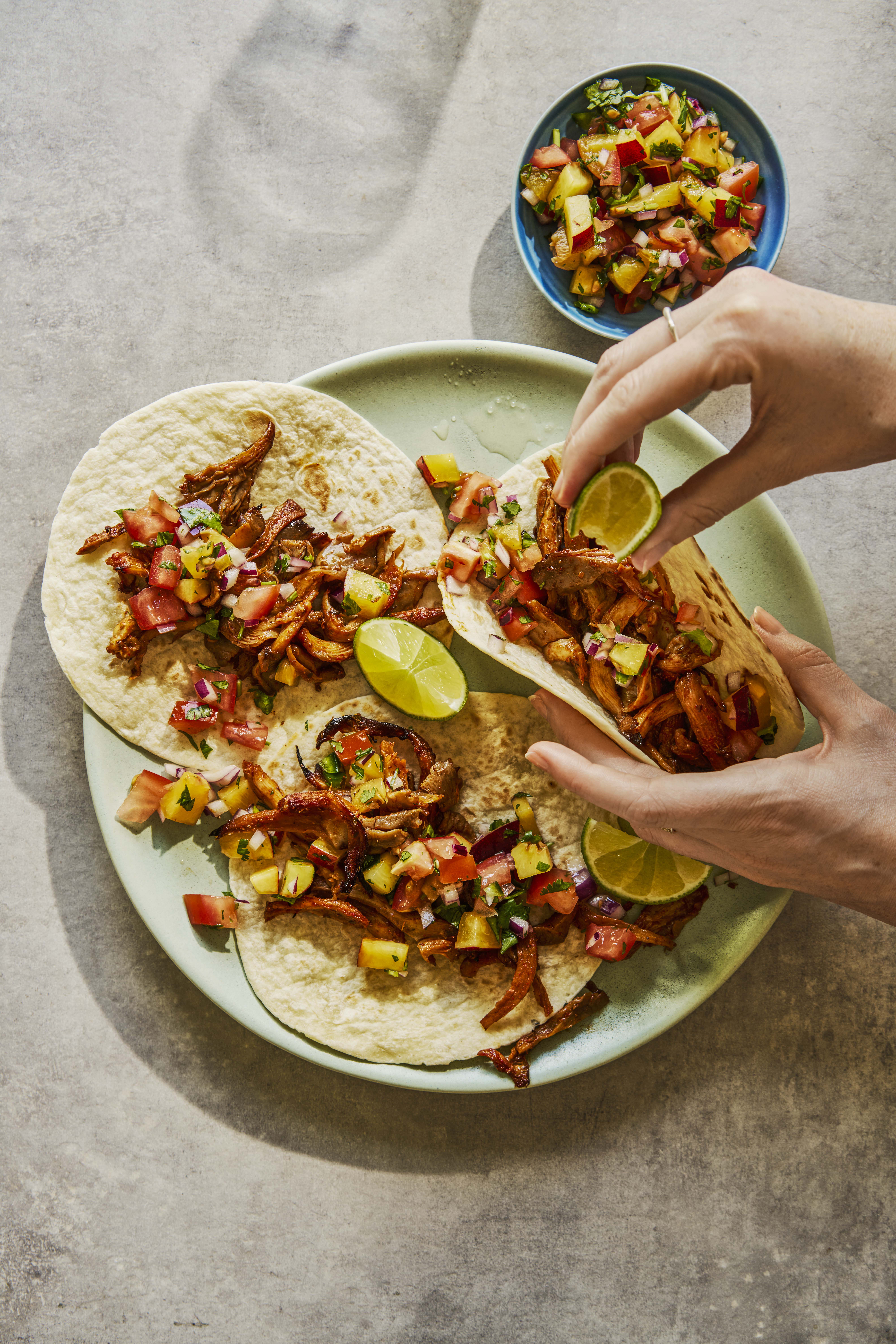 BOSH!’s smoky bbq pulled oyster mushroom tacos