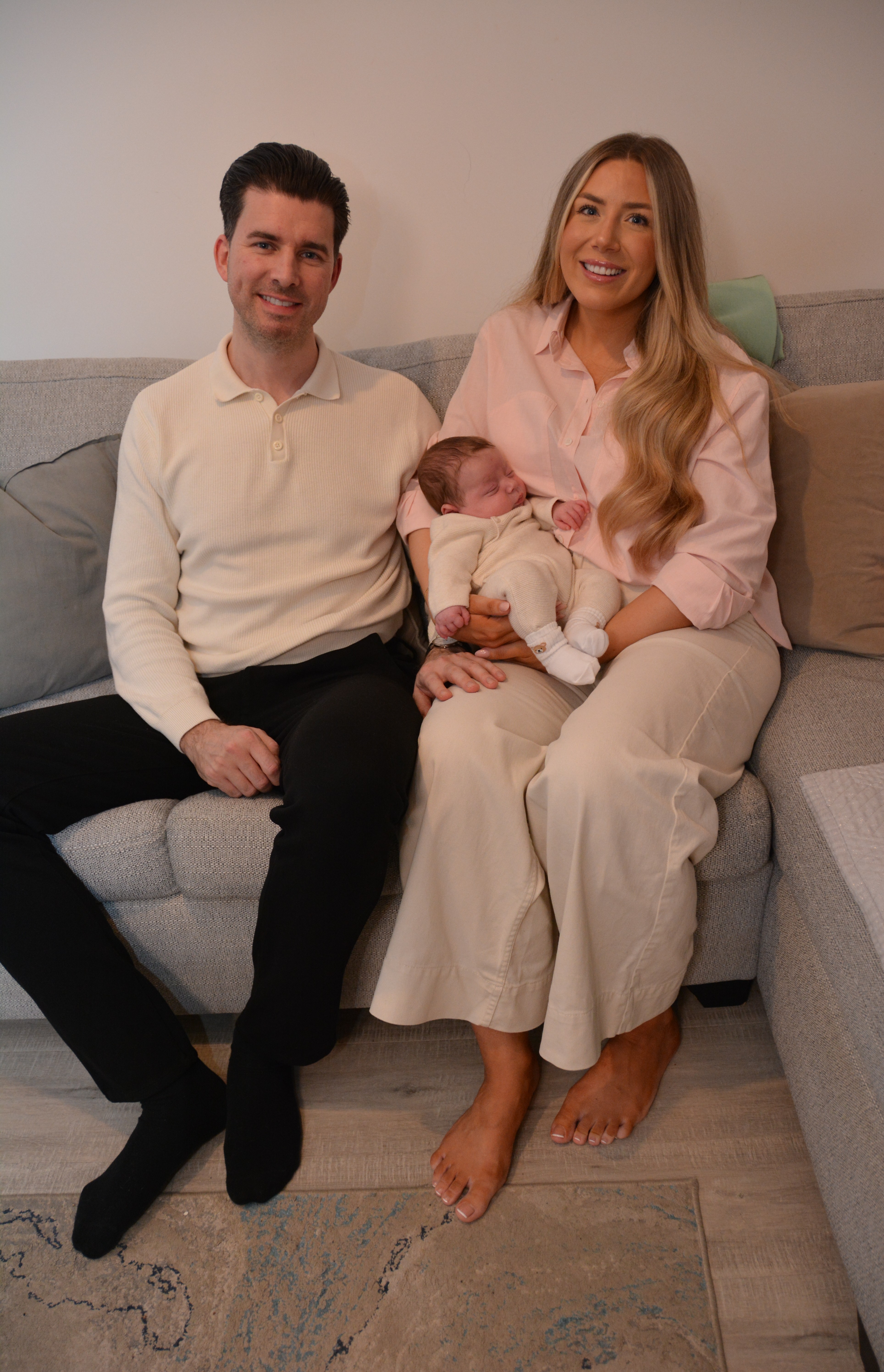 Baby Hugo and his parents Grace and Steven