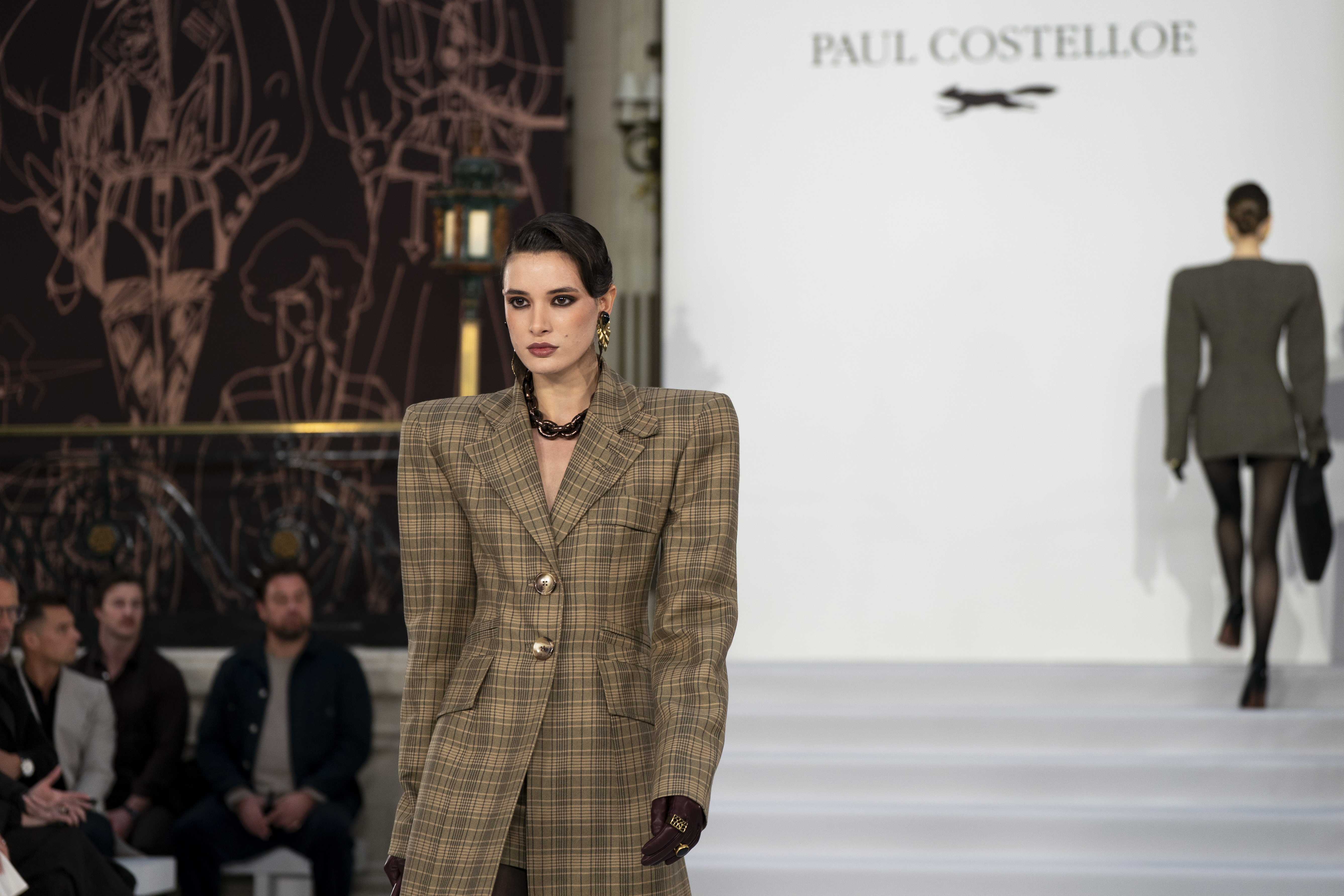 Models on the catwalk at the Paul Costelloe show in the Palm Court at The Waldorf Aldwych, central London, during London Fashion Week. Picture date: Thursday February 19, 2026.