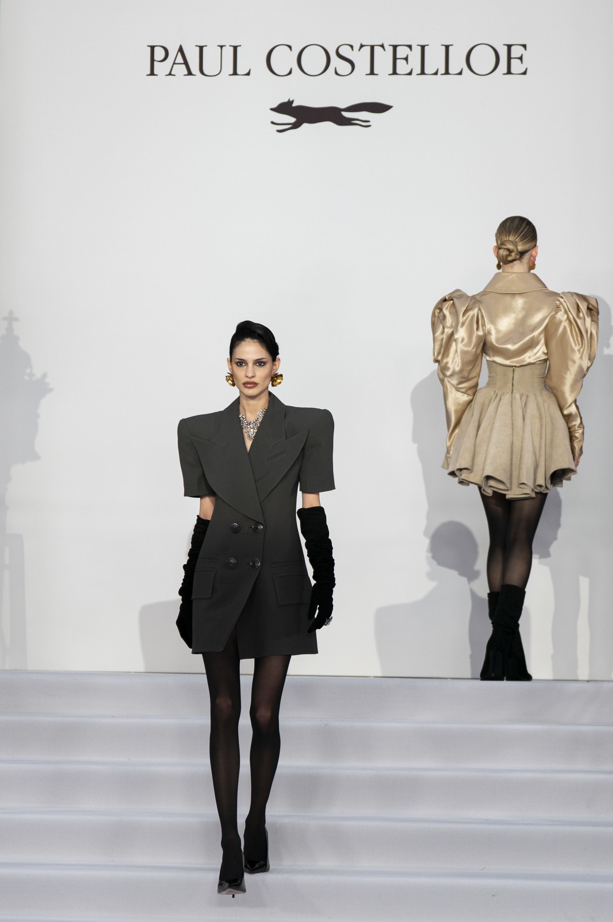 Models on the catwalk at the Paul Costelloe show in the Palm Court at The Waldorf Aldwych, central London, during London Fashion Week. Picture date: Thursday February 19, 2026.