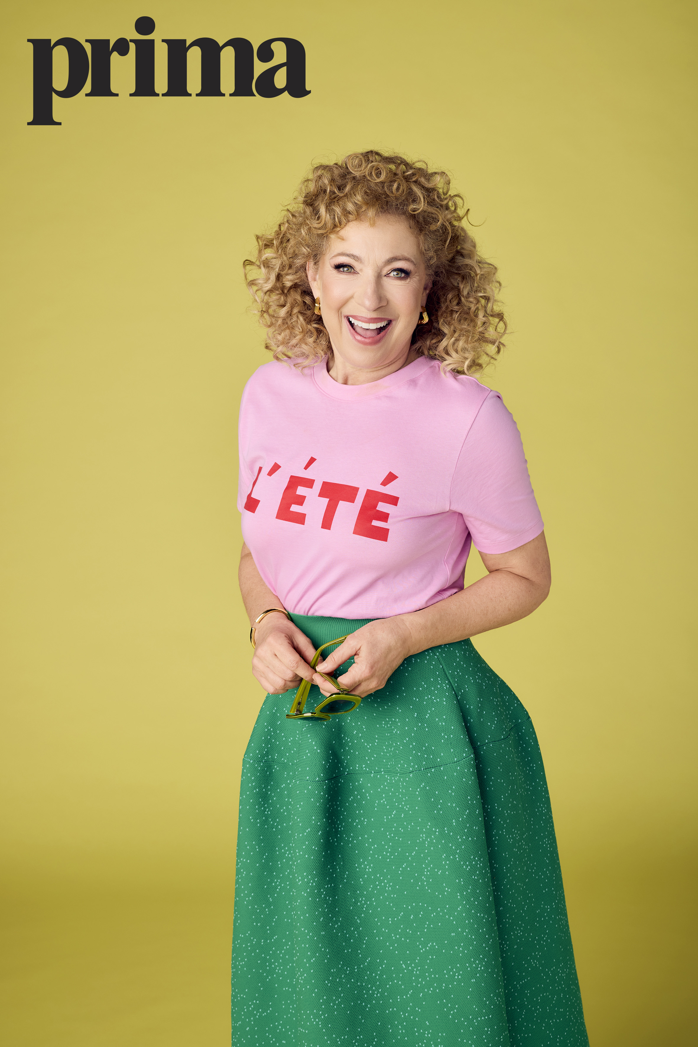 Alex Kingston taking part in a photoshoot for Prima magazine