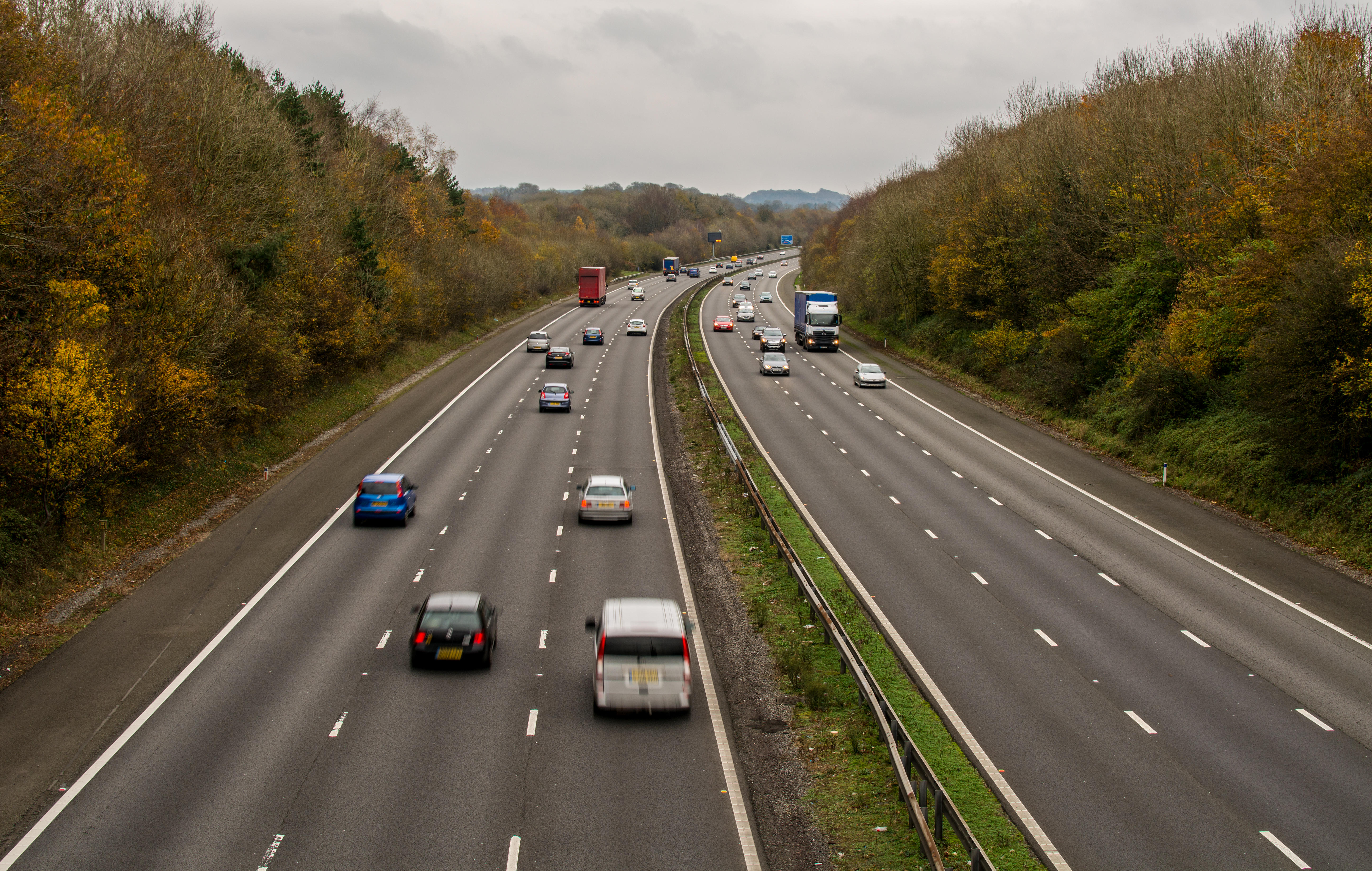 A UK motorway, with limited traffic
