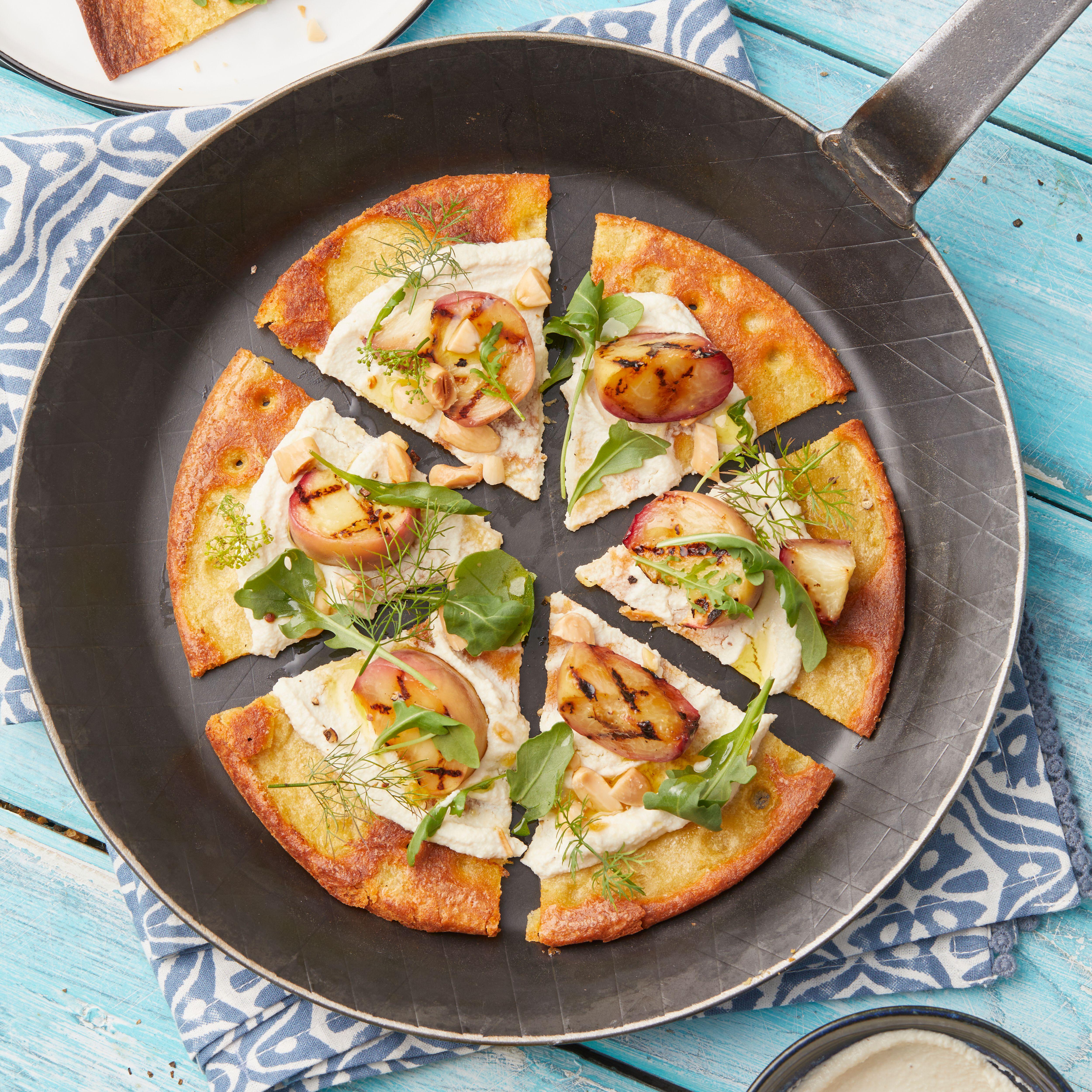 Flatbread with ricotta and peach