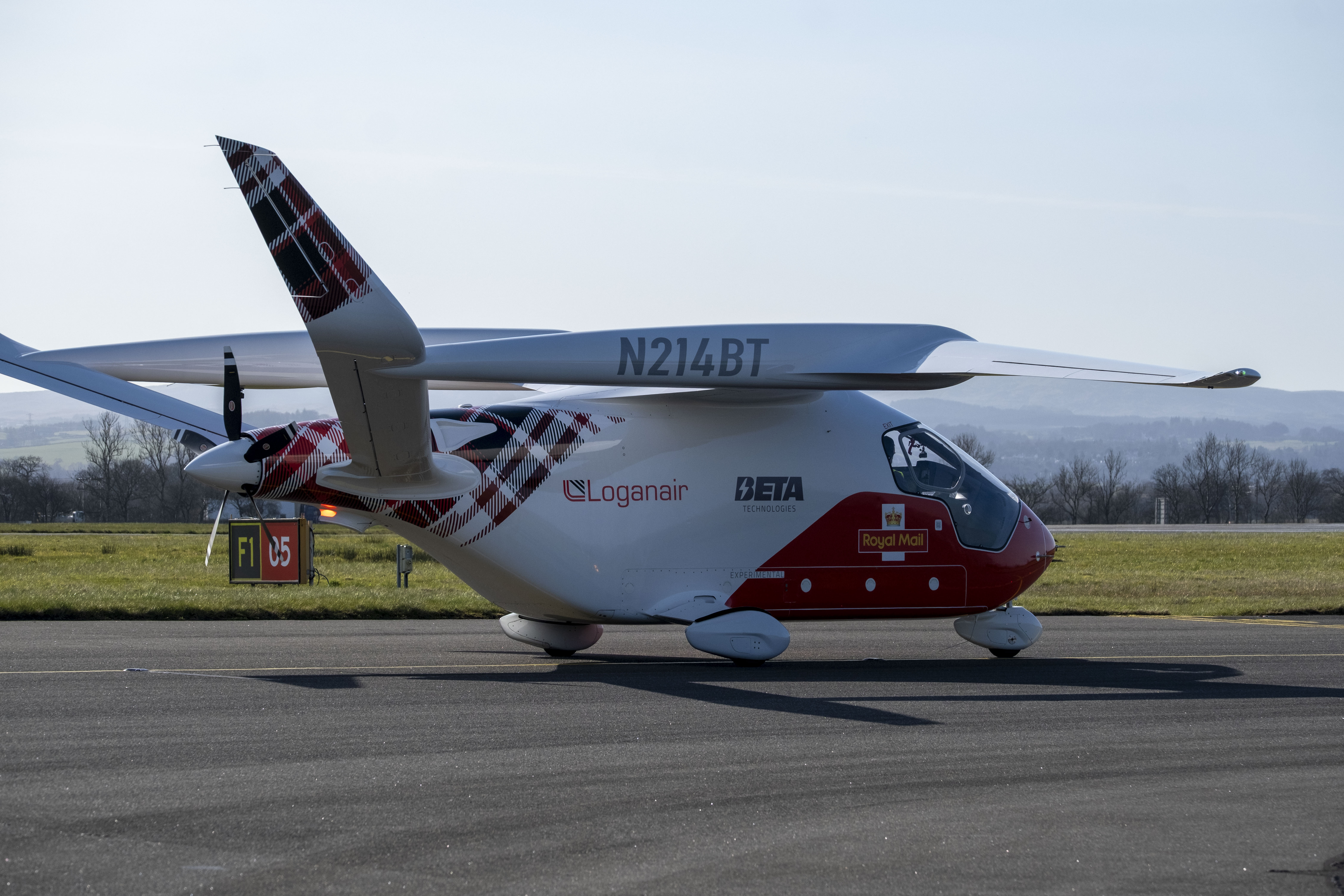 An electric aircraft prepares to take off