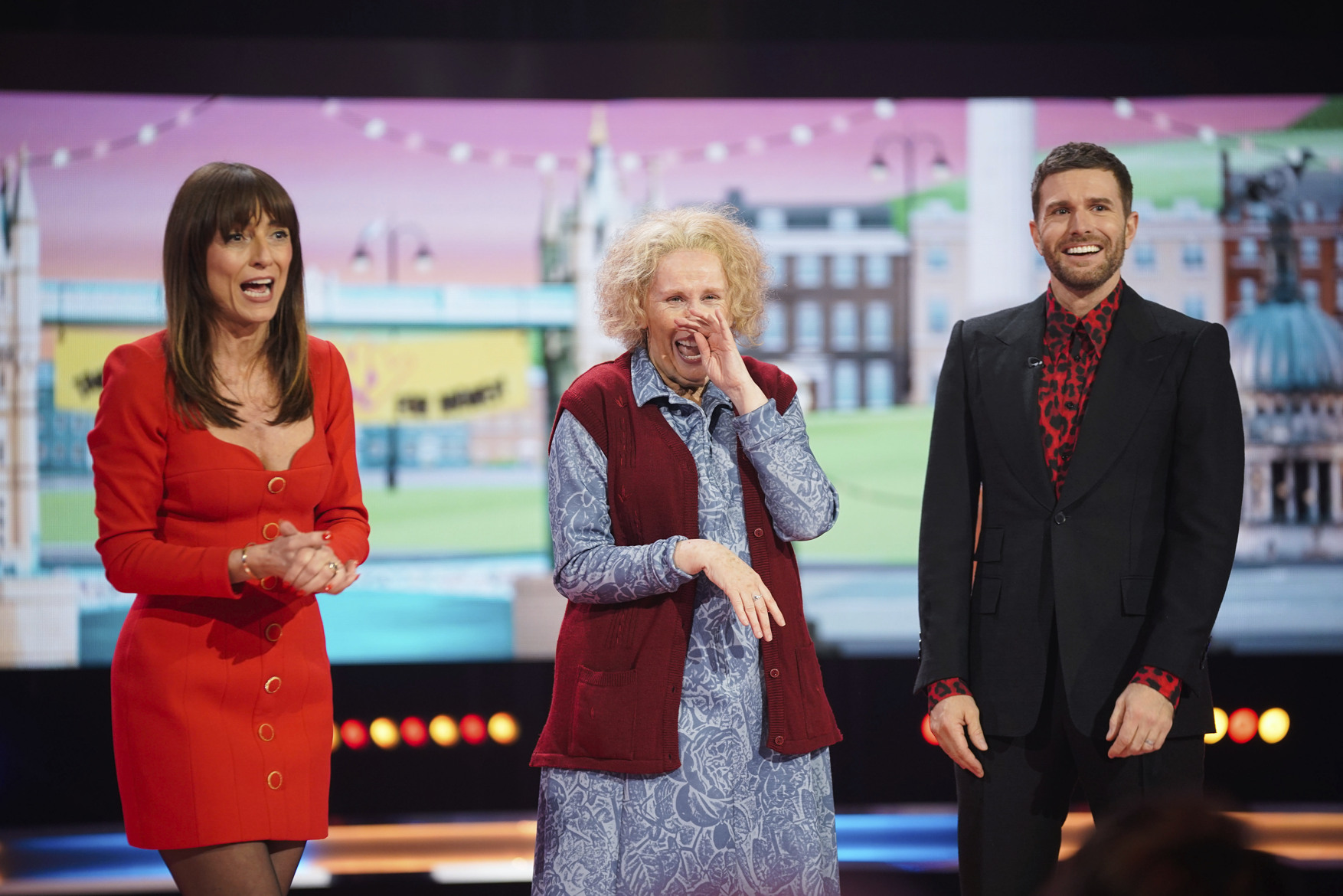 Davina McCall, Catherine Tate as Nan and Joel Dommett
