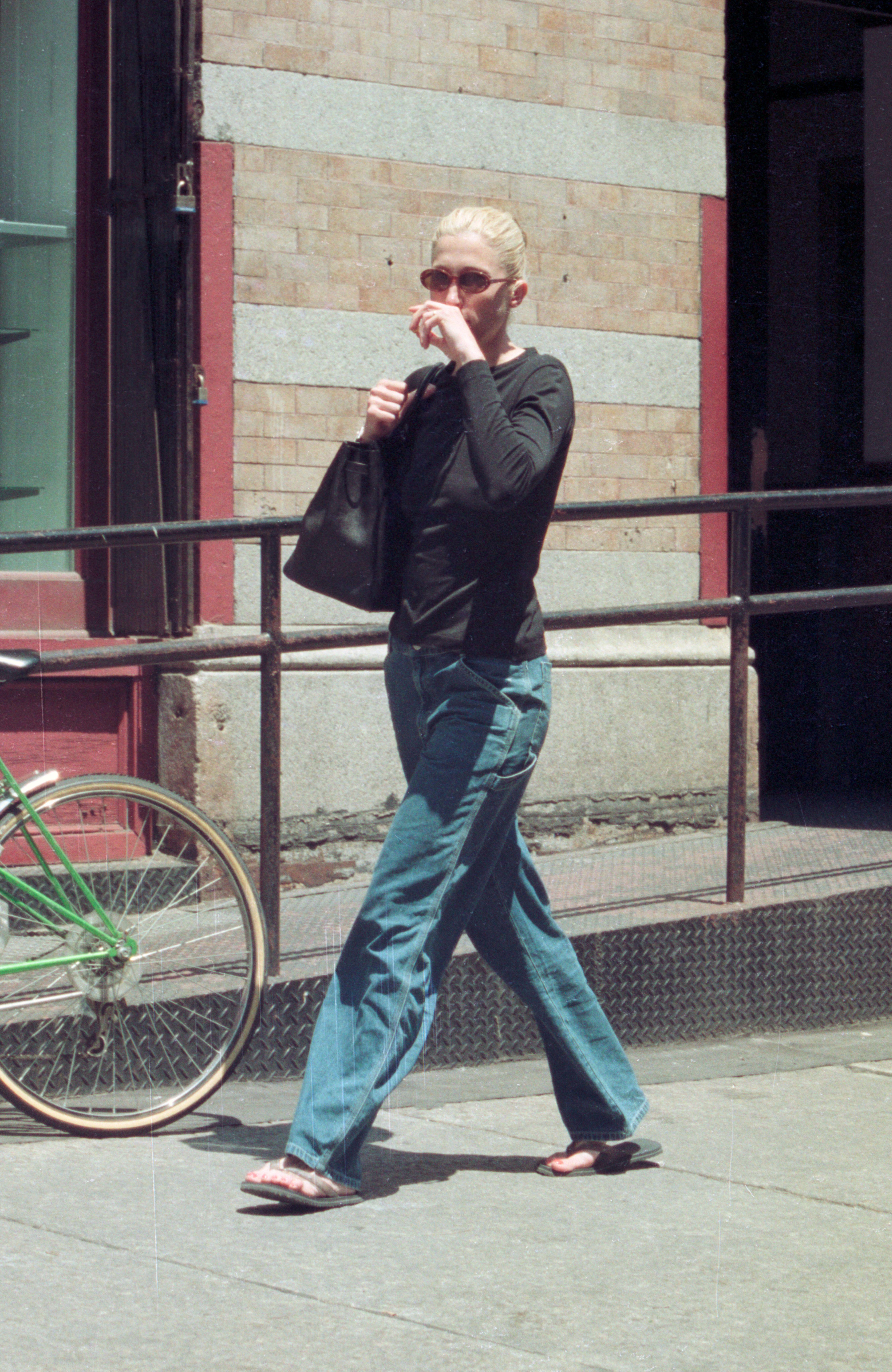 Carolyn Bessette Kennedy leaving her Tribeca loft on 20 North Moore Street to catch a taxi to her doctor's office on the Upper West Side in New York City on June 11, 1997