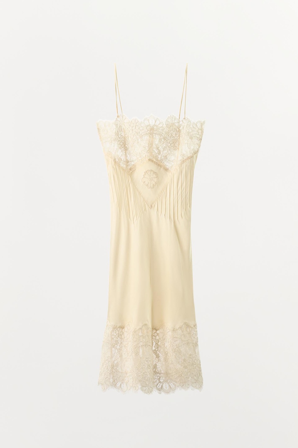 Lace and satin camisole slip dress