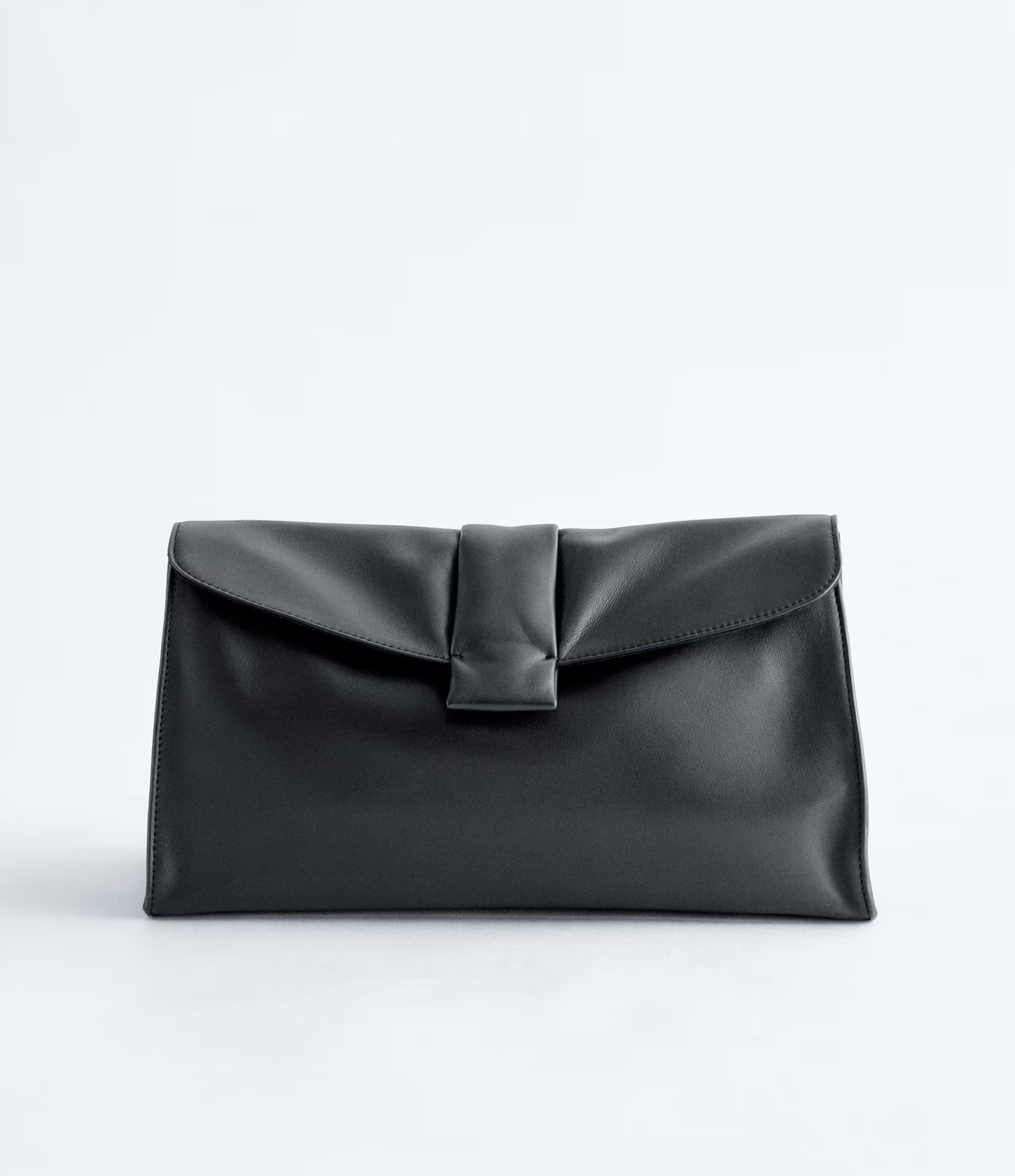 Soft black leather clutch