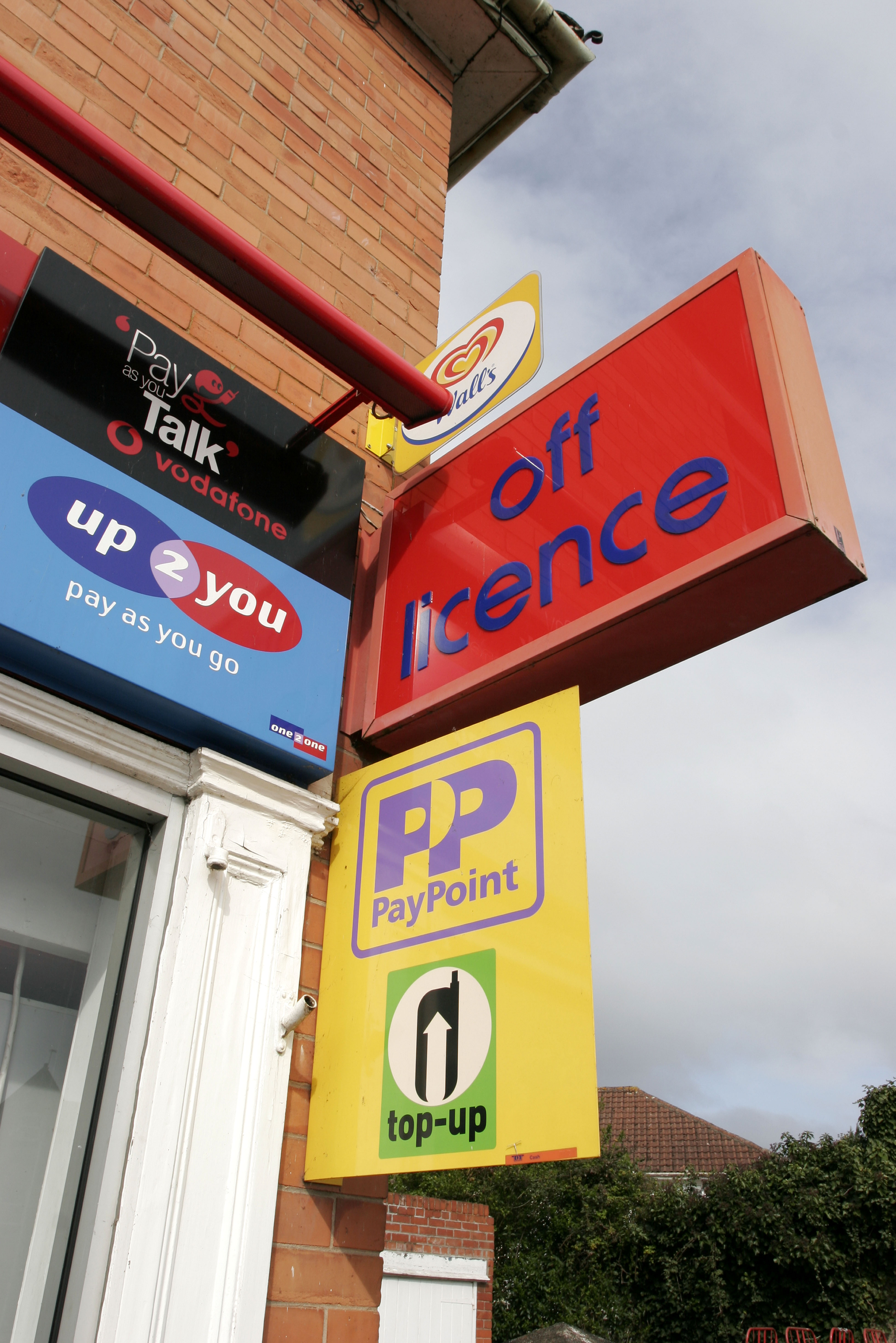 A PayPoint sign outside a newsagent's