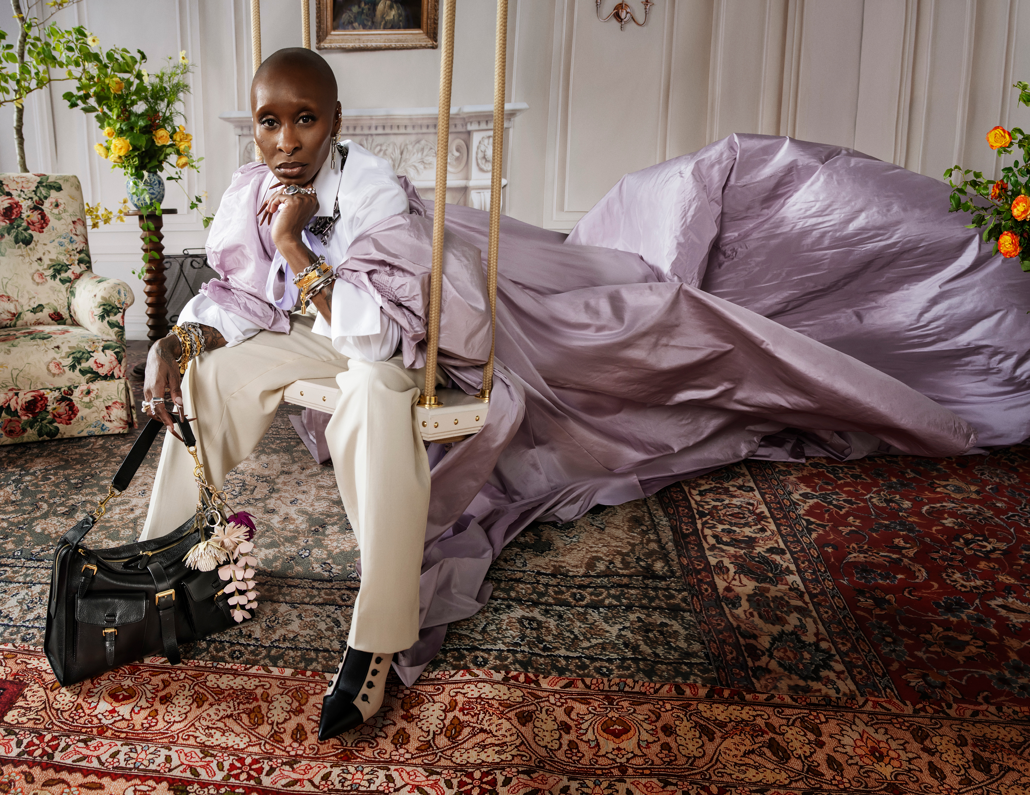 Wicked star Cynthia Erivo in the Mulberry Roxanne bag ad campaign