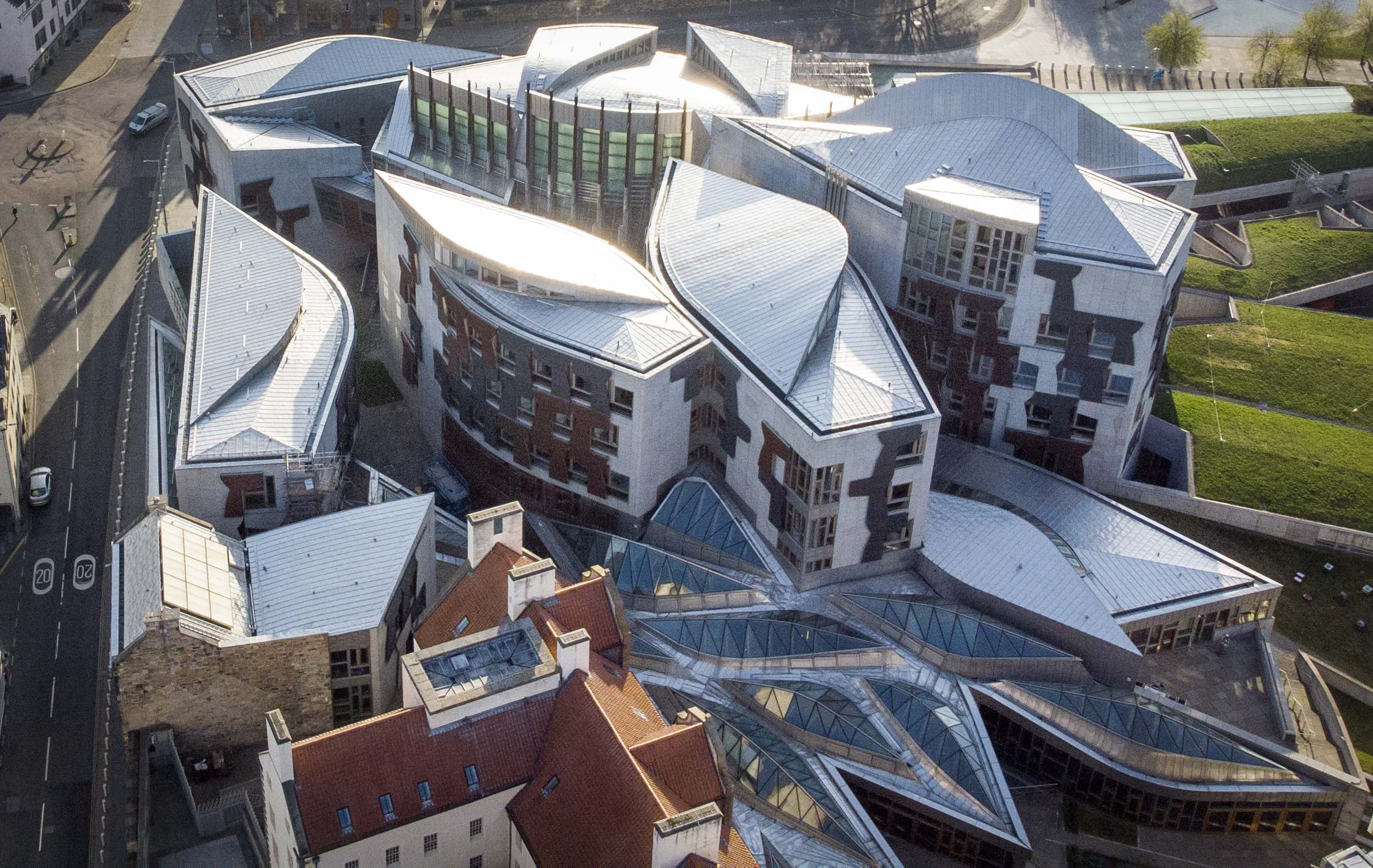 Aerial view of the Scottish Parliament