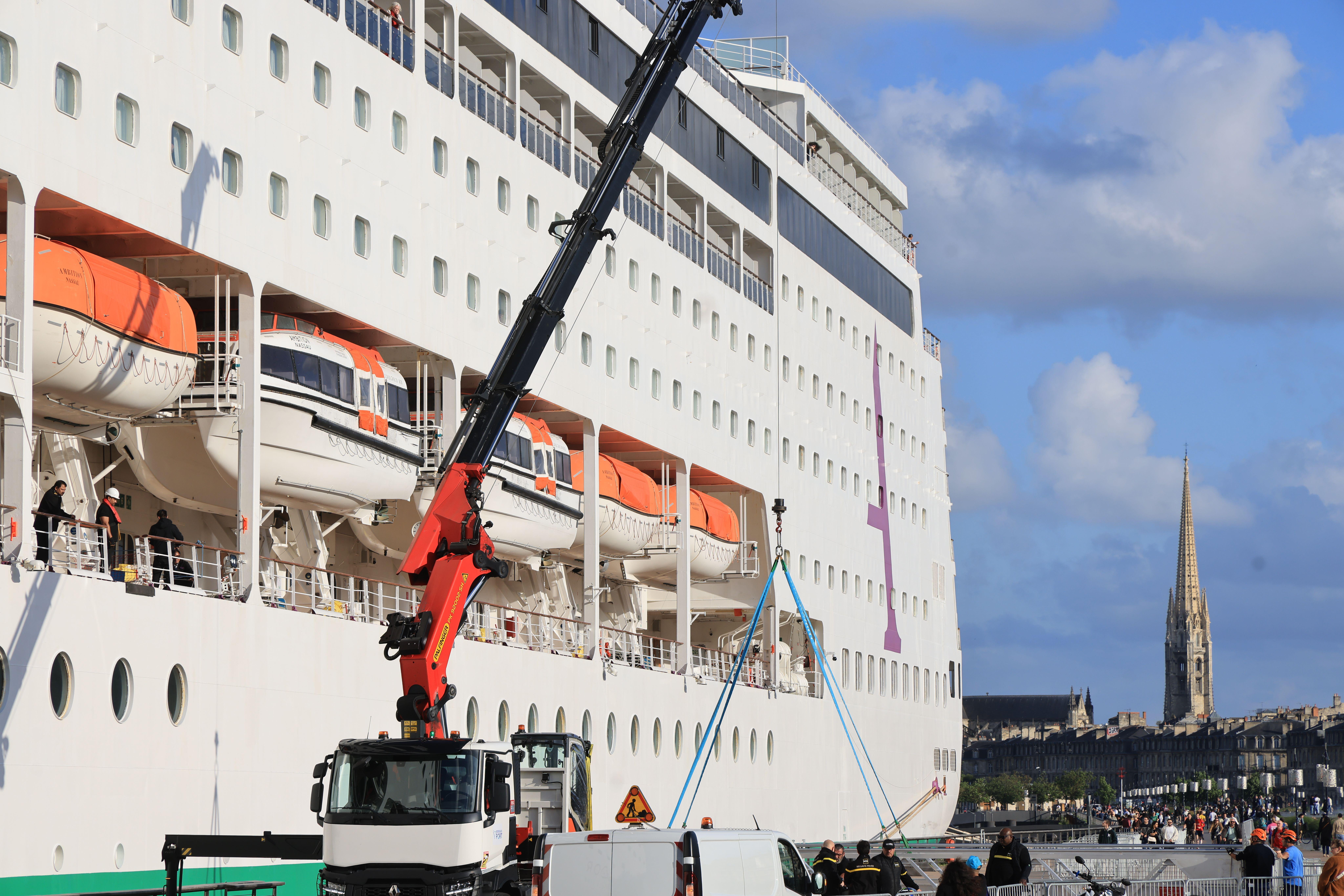 The cruise ship Ambition docked in Bordeaux