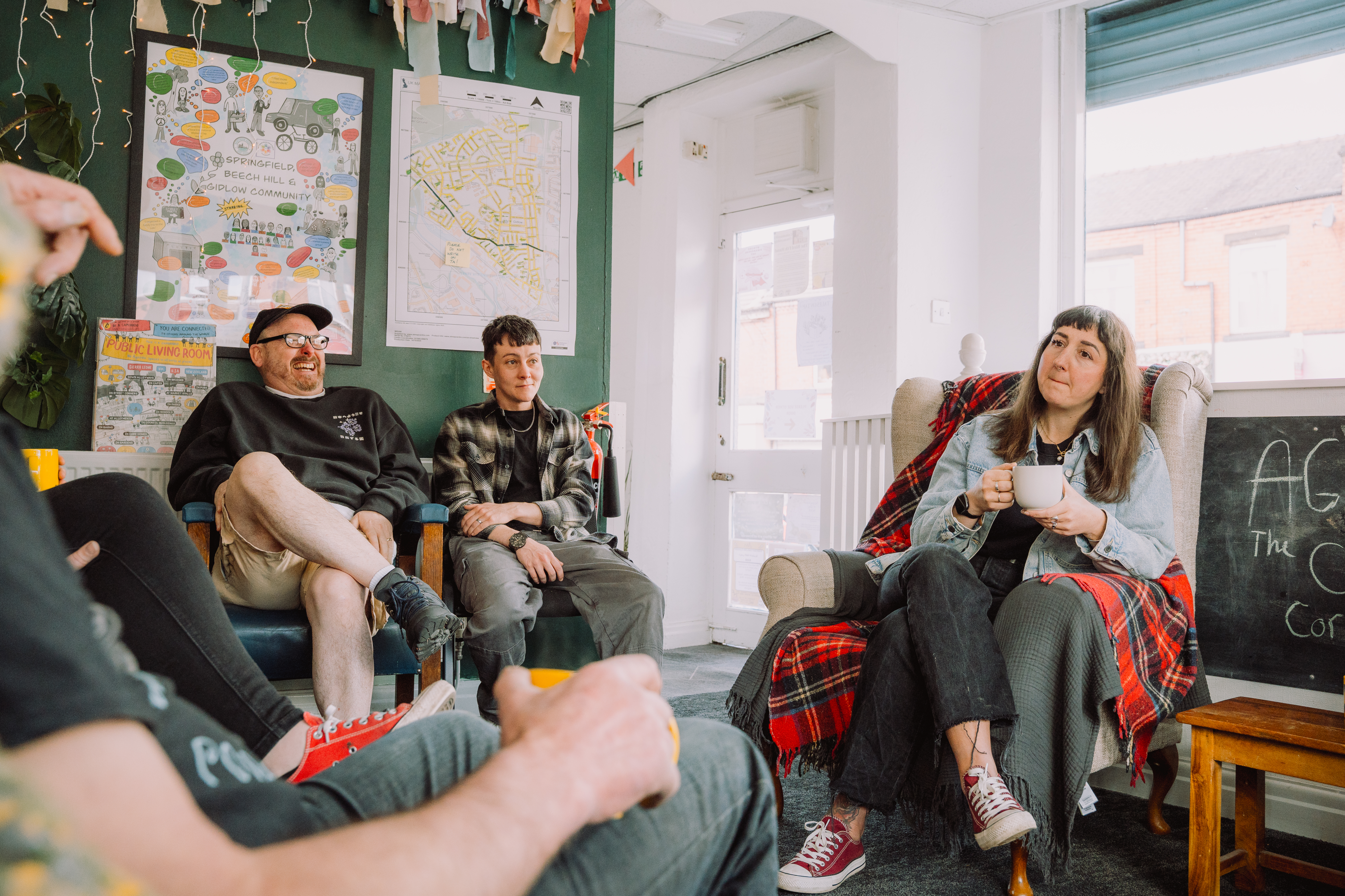 A group of people talking